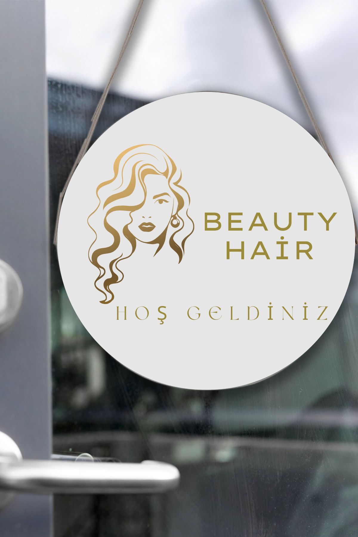 Beauty Salon Glass Door Board Welcome Sign, Women's Hairdresser Shop Ornament, Hanging Glass Door Table