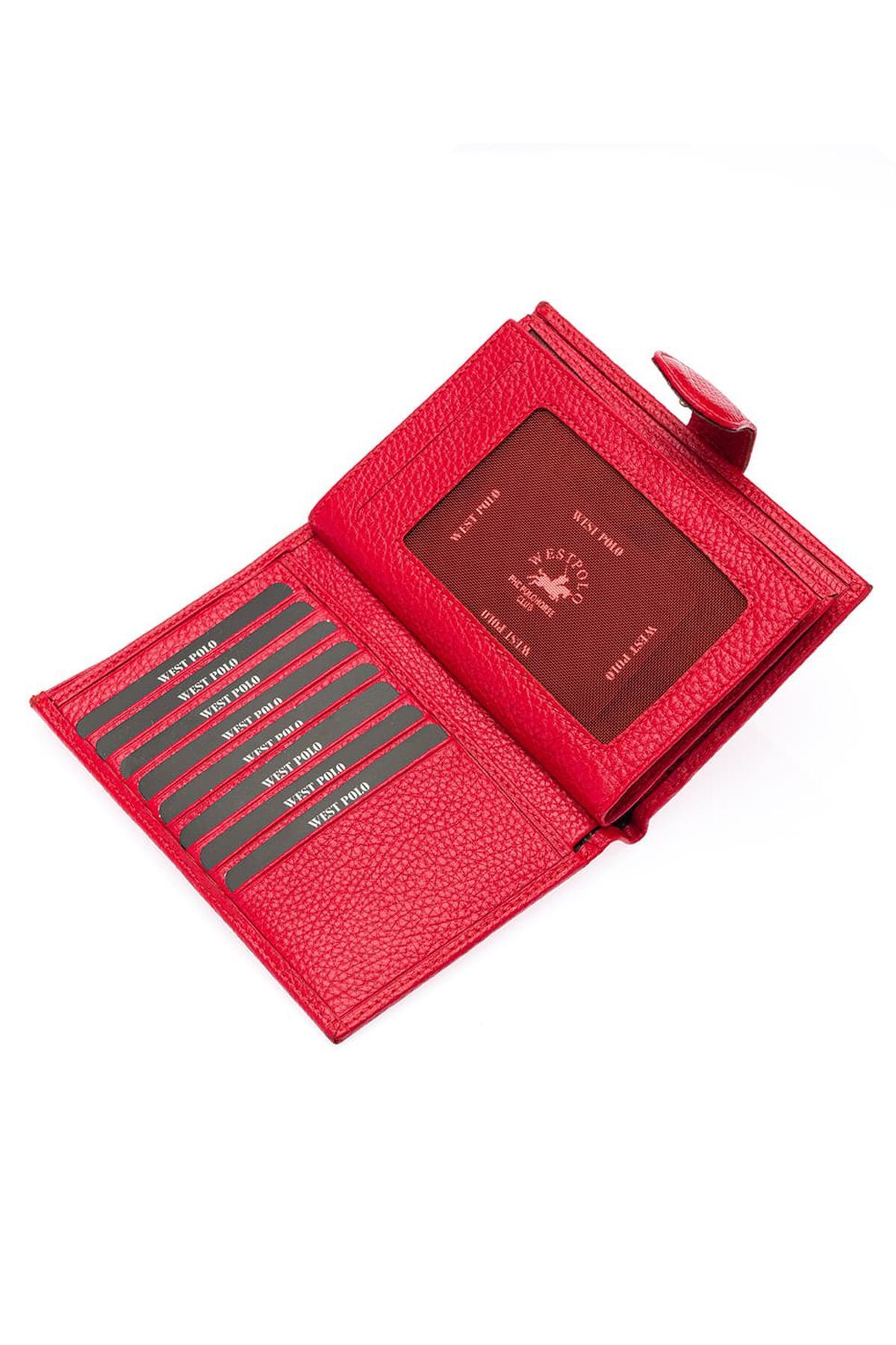 کیف پول مردانه و زنانه قسمت گذرنامه چرمی واقعی WEST POLO RED با CüzCan