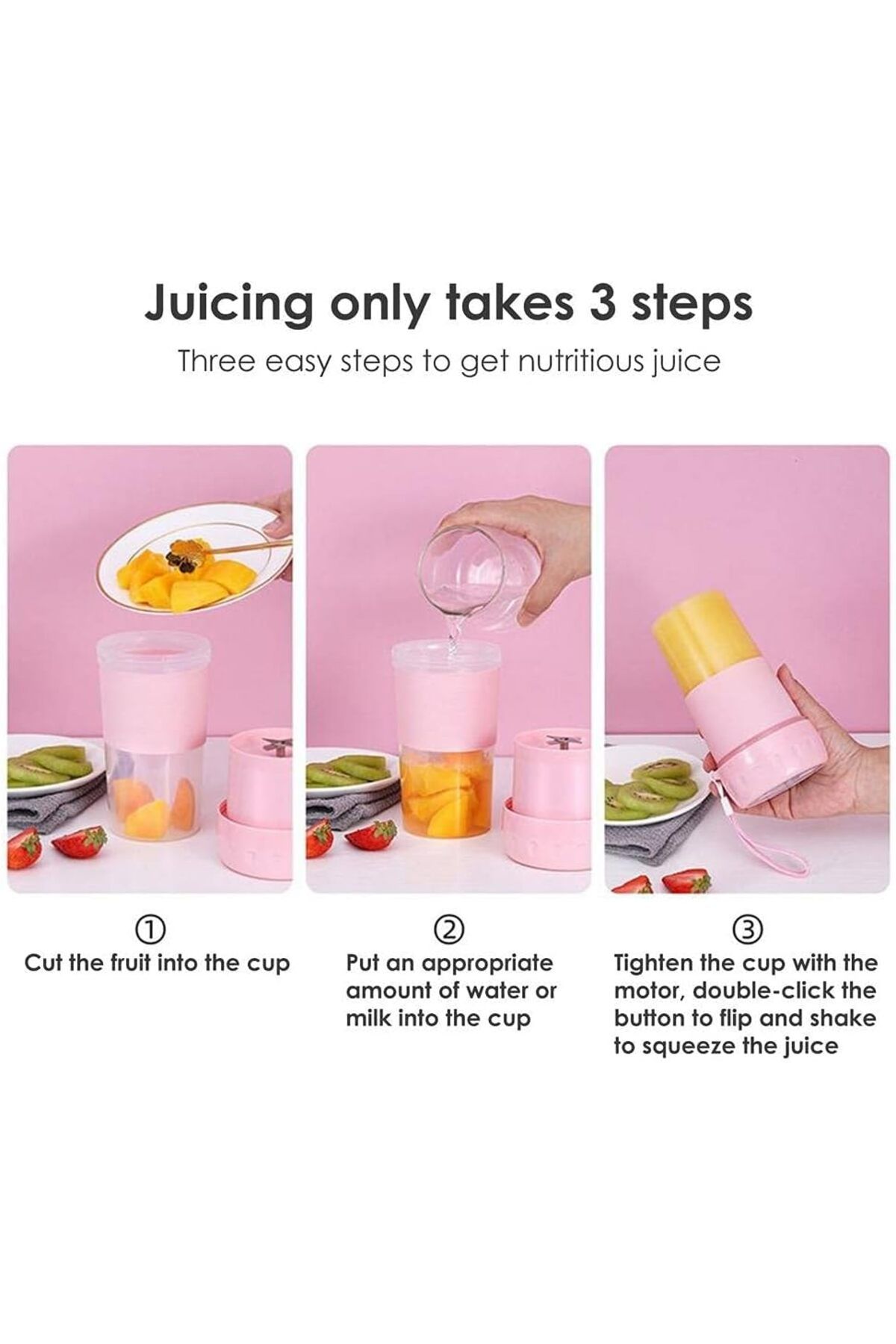 Generic-Fruit Juicer Machine USB Electric Fruit Juicer Mini Juicer Household Portable Juicer Food Processor 6