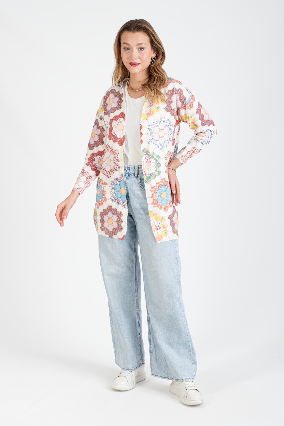 HatunAtila Patterned Long Knitwear Cardigan - 5000-5