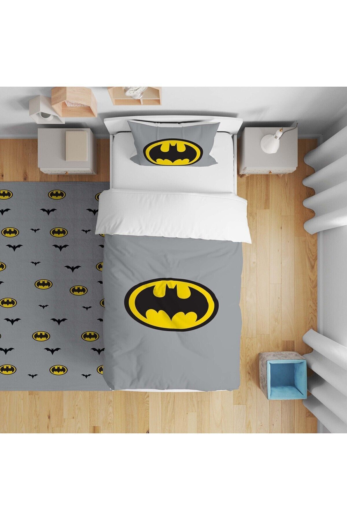 CİCİ ODAM Çocuk Yatak Örtüsü HEDİYE Yastık Kılıfı Batman Yarasa