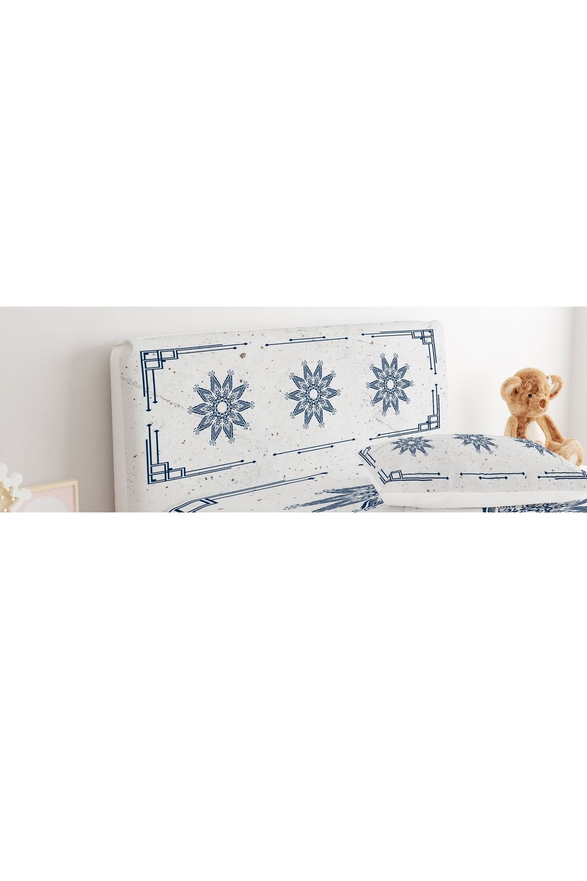 CİCİ ODAM Baza Başlık Kılıfı Kare Köşeli Ortasında Yıldızlar Dekoratif Desen