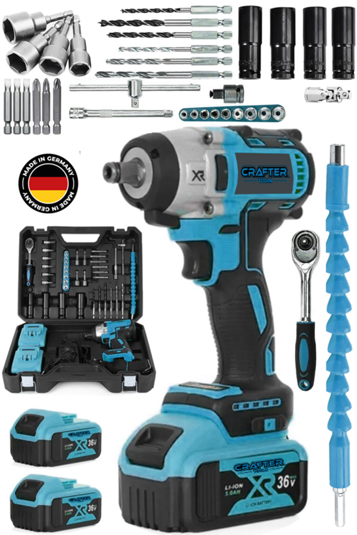 Germany 450 Nm 36 Volt 5Ah Cordless Torque Nut Tightening Wheel Nut Removal Brushless Drill-Nut Removal