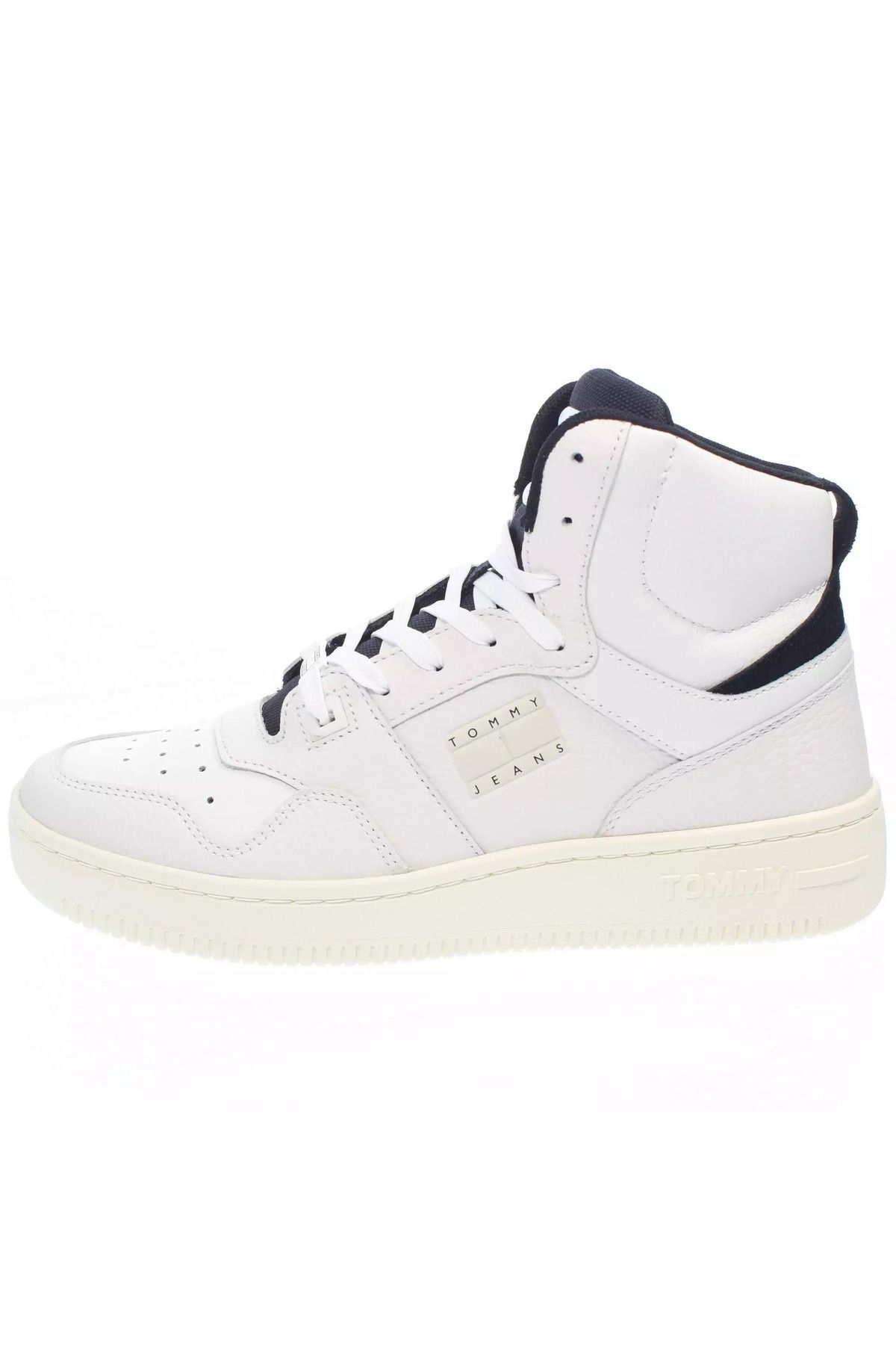 اسنیکر مردانه کفش چرمی سفید چرم میانه EM0EM01258 YBL Tommy Hilfiger