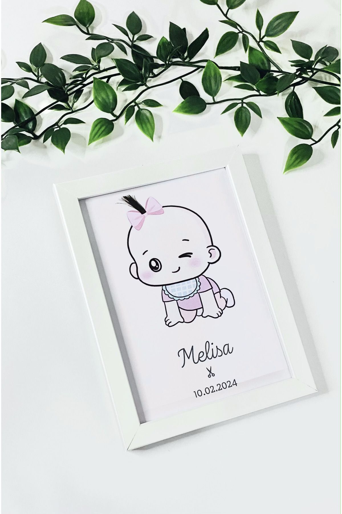 Zift Store İlk Saçım Çerçeveli Bebek Anı Kartı İle Bebeğimin İlk Saç Hatırası (KİŞİYE ÖZEL İSİM VE TARİH) fotoğrafı 3 (önizleme)