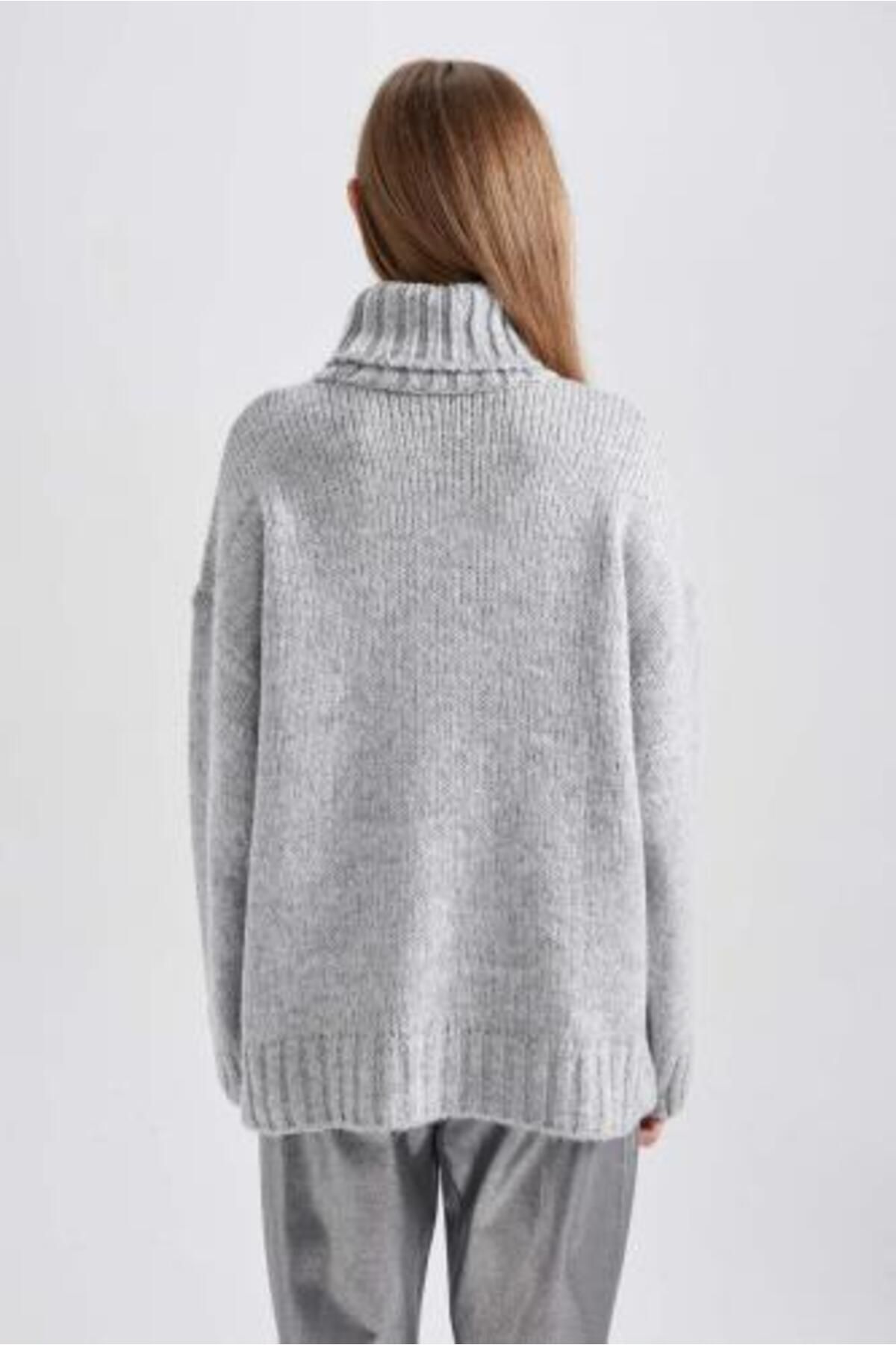 DeFacto-Turtleneck Oversize SweAter Tunic - A6445ax23cw 8