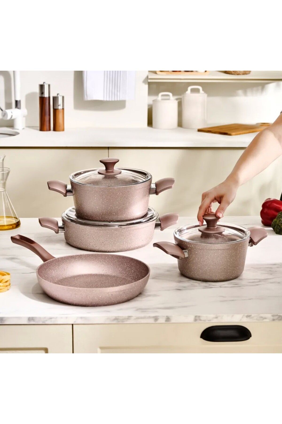 Karaca-Biogranit Rosegold Induktionskochtopf-Set, 7-teilig 5