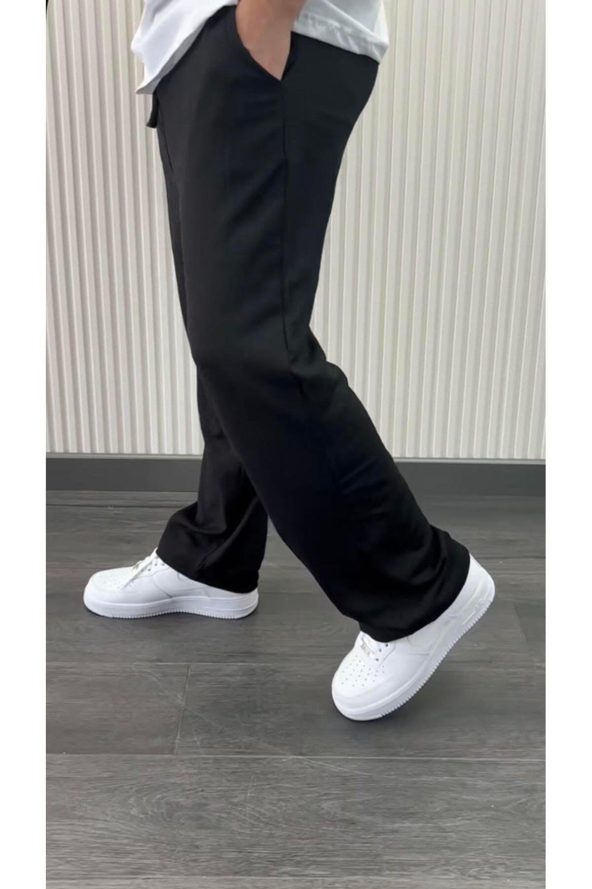 NO 601 Erkek Siyah  Yazlık Bürümcük Kumaş Rahat Kesim Pantalon — مشکی BÜRÜMCÜKPANTALERKEK