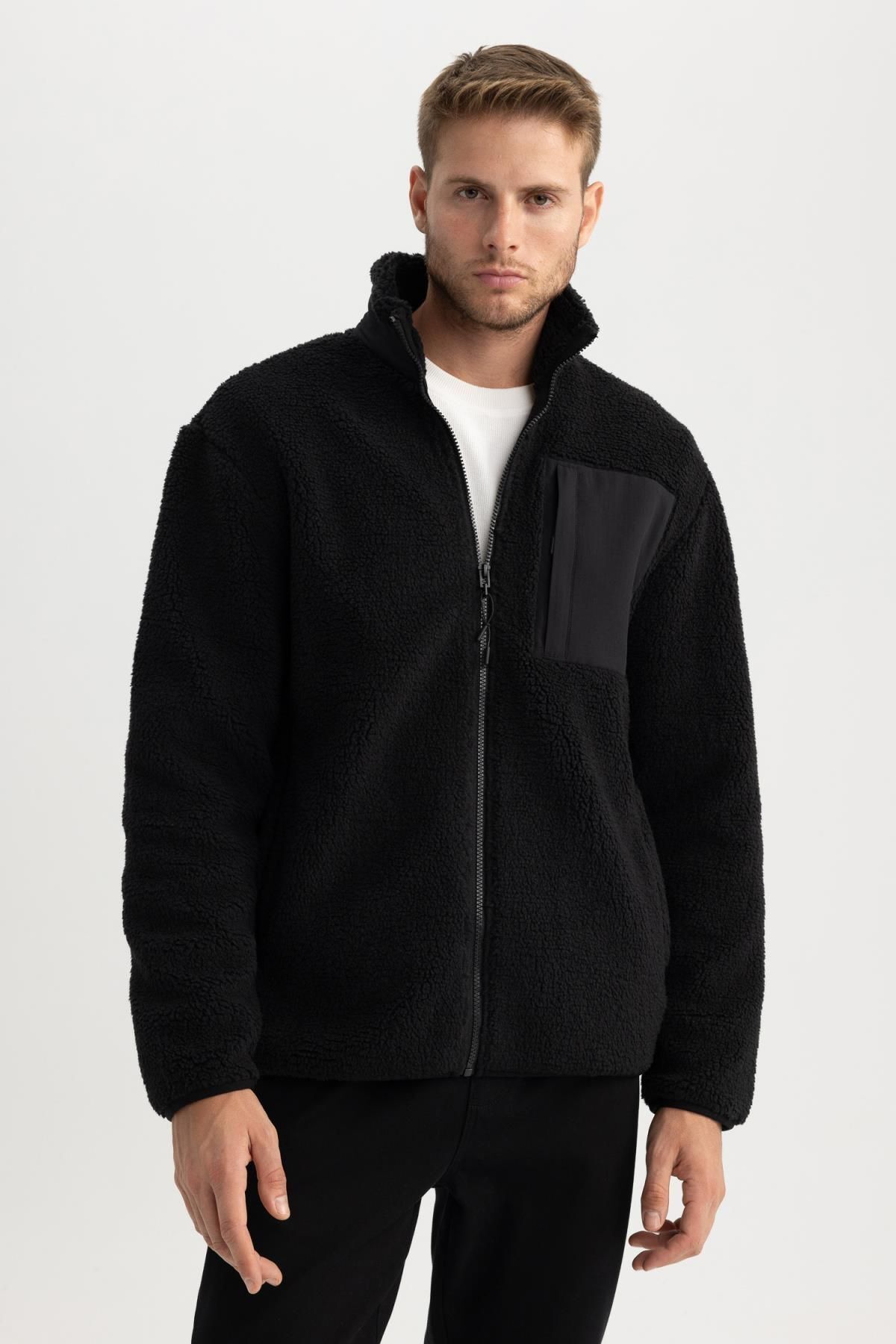 DeFacto-Stand Collar Zippered Plush Coat - A5365ax23wn 3
