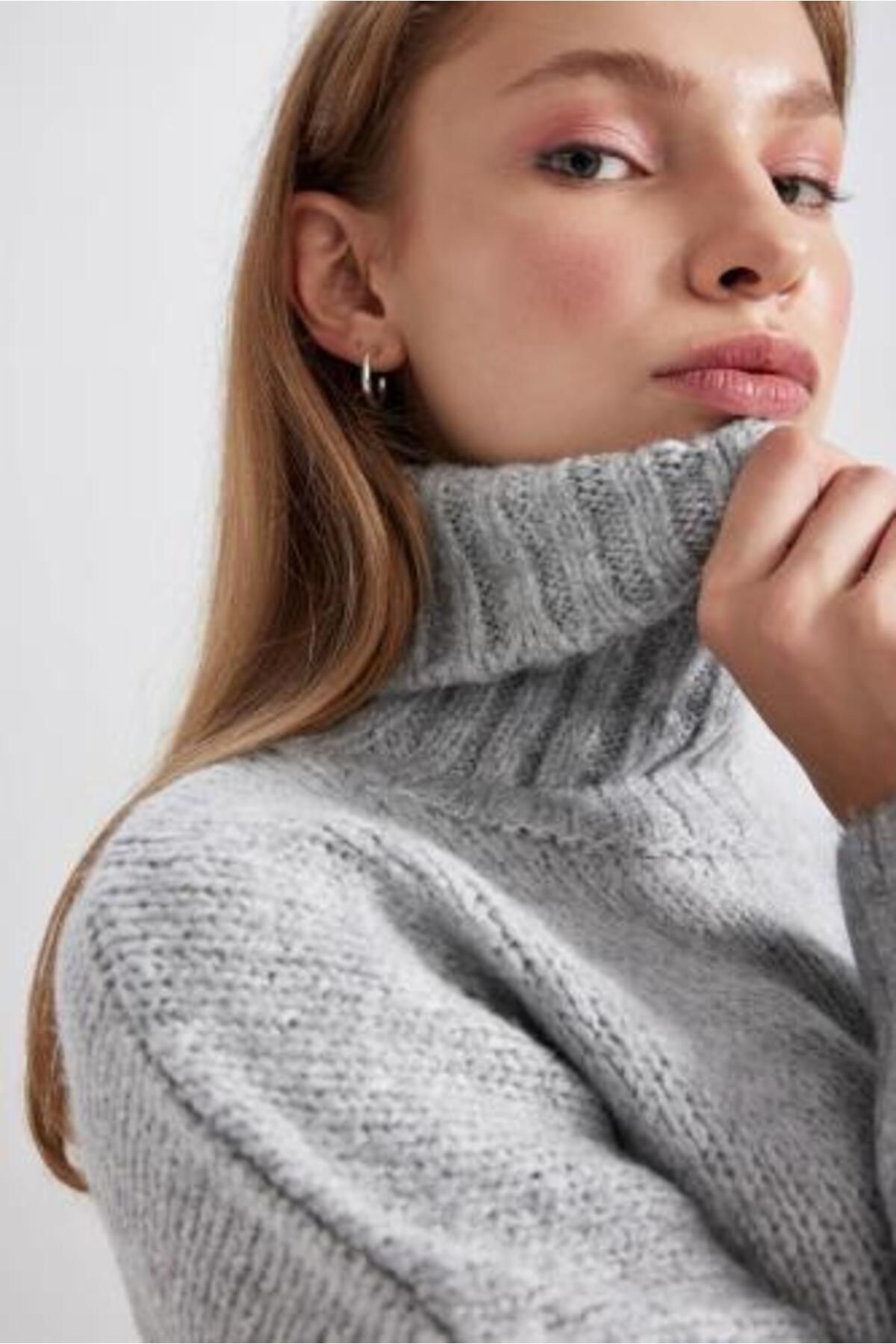 DeFacto-Turtleneck Oversize SweAter Tunic - A6445ax23cw 7