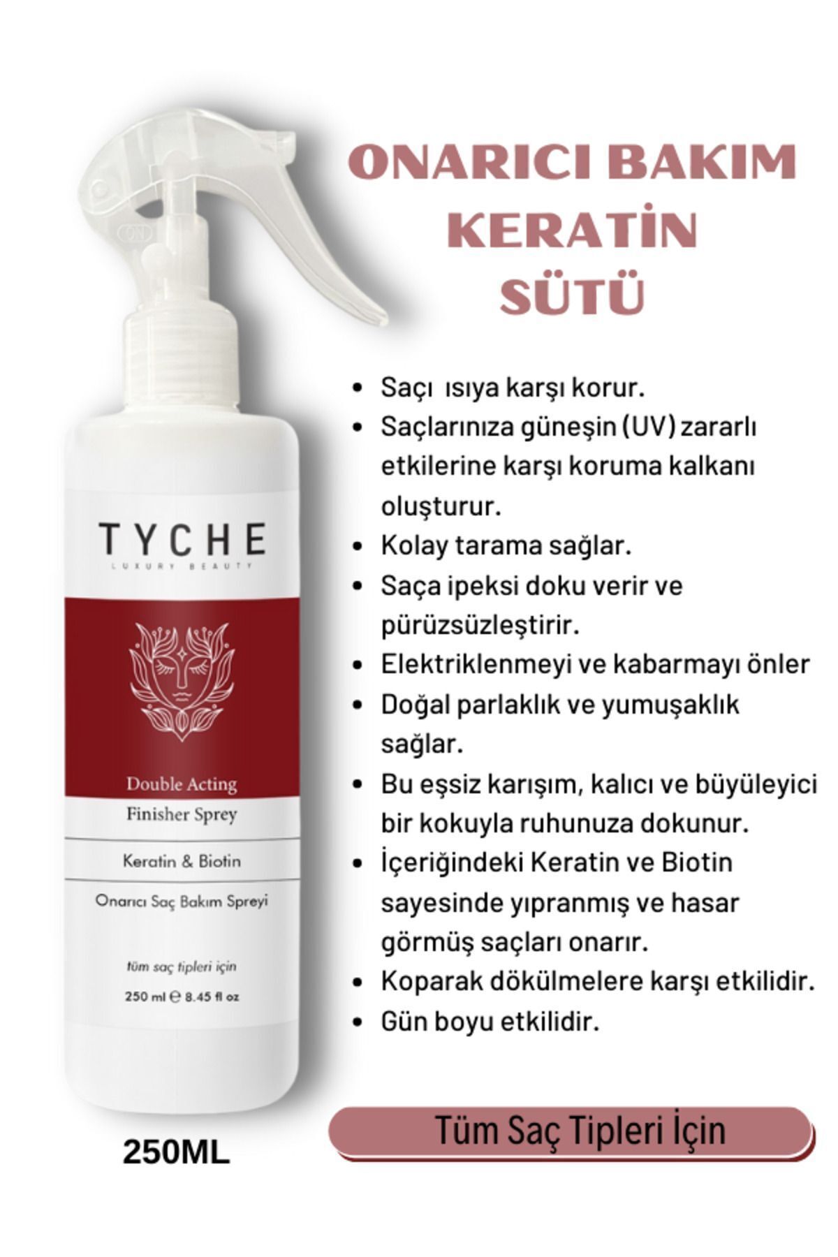 Isıya Karşı Koruyuculu Onarıcı Keratin Sütü Saç Spreyi Double Acting Finisher Sprey 250ml — TK00112 — تصویر 2 از 5