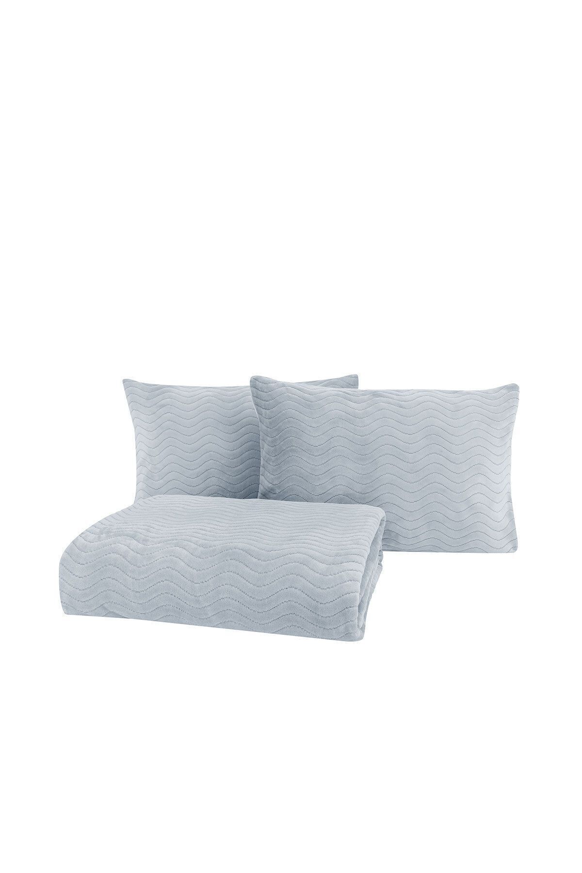 Yataş Dazel Çift Kişilik Battaniye Yatak Örtüsü Seti 240x225 Cm - Gri 3