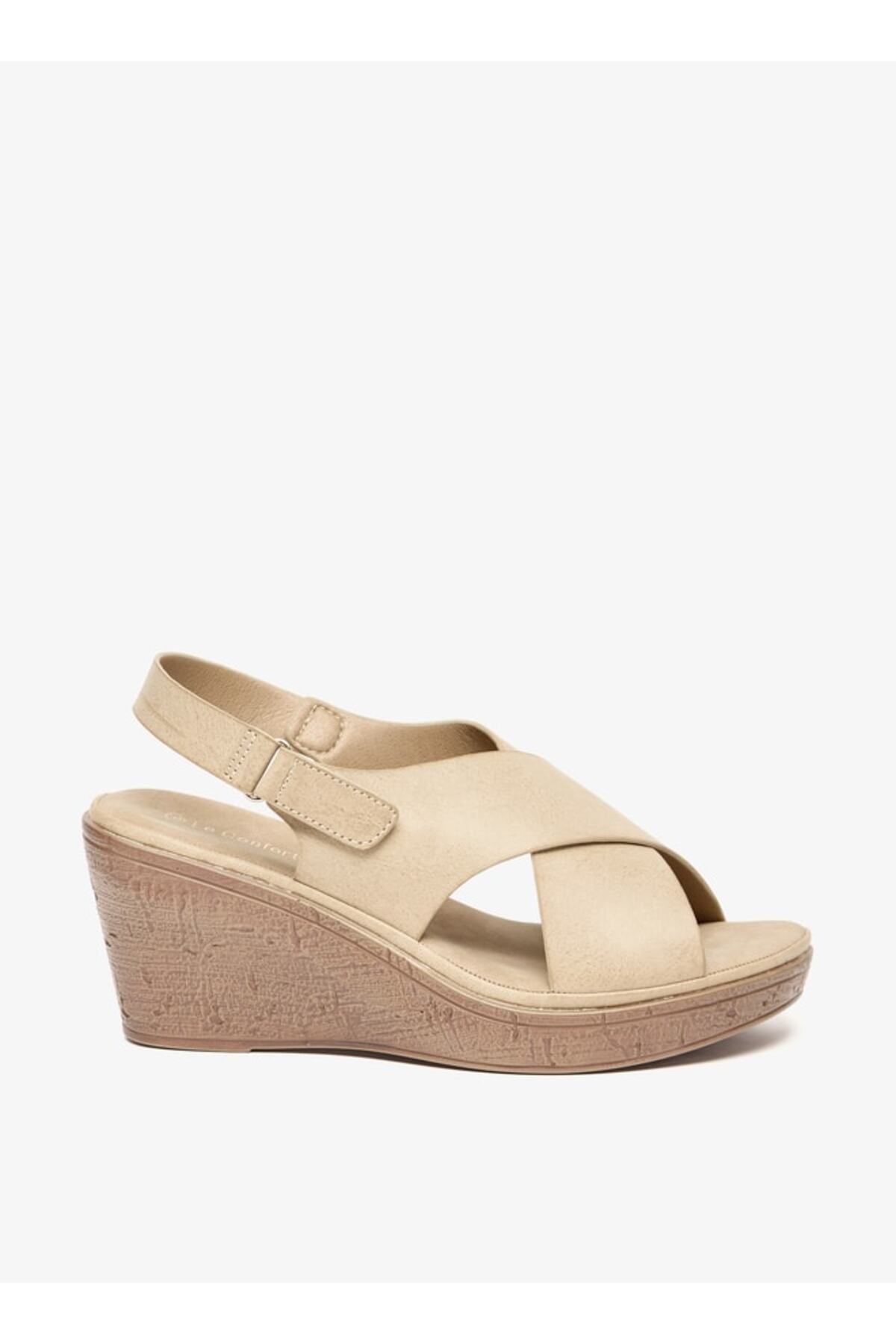 Le Confort-Solid Slip-On Wedge Sandals with Hook and Loop Closure 3