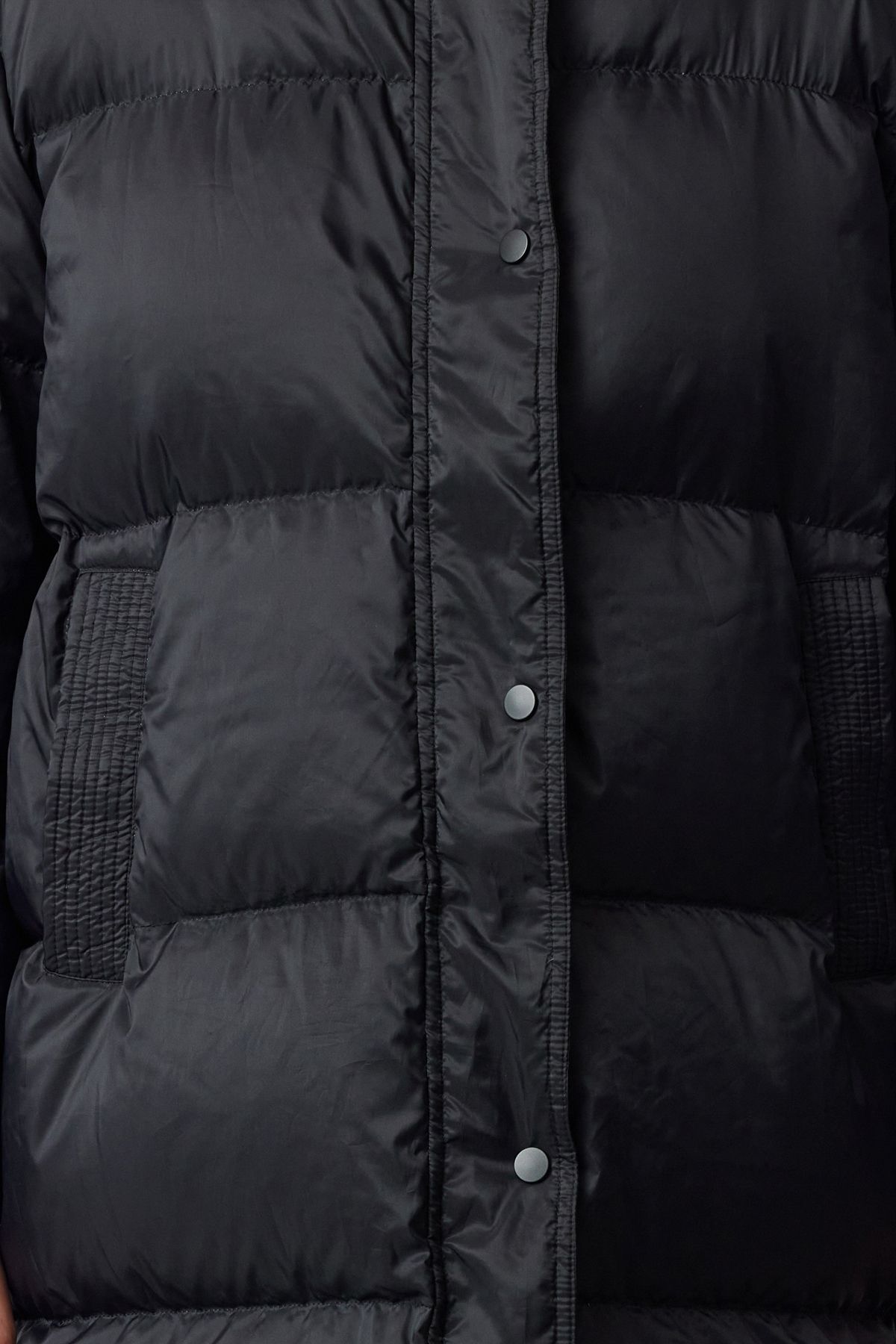 Trendyol Collection-Długa kurtka puchowa - WaTer RepellenT, gęsie pióro, czarna, oversize TWOAW25MO00103 3
