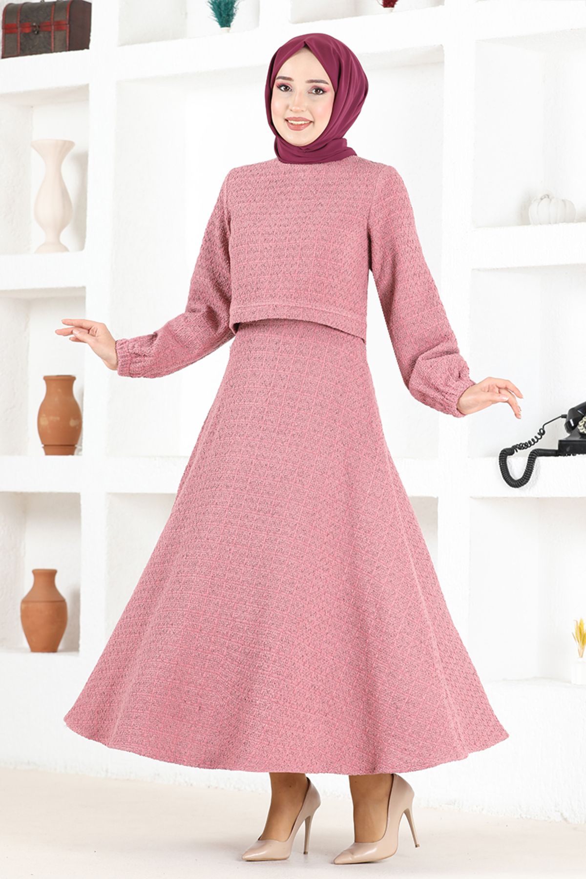 ModaMerve-Dried Rose Skirt Combination - MSL6866 1