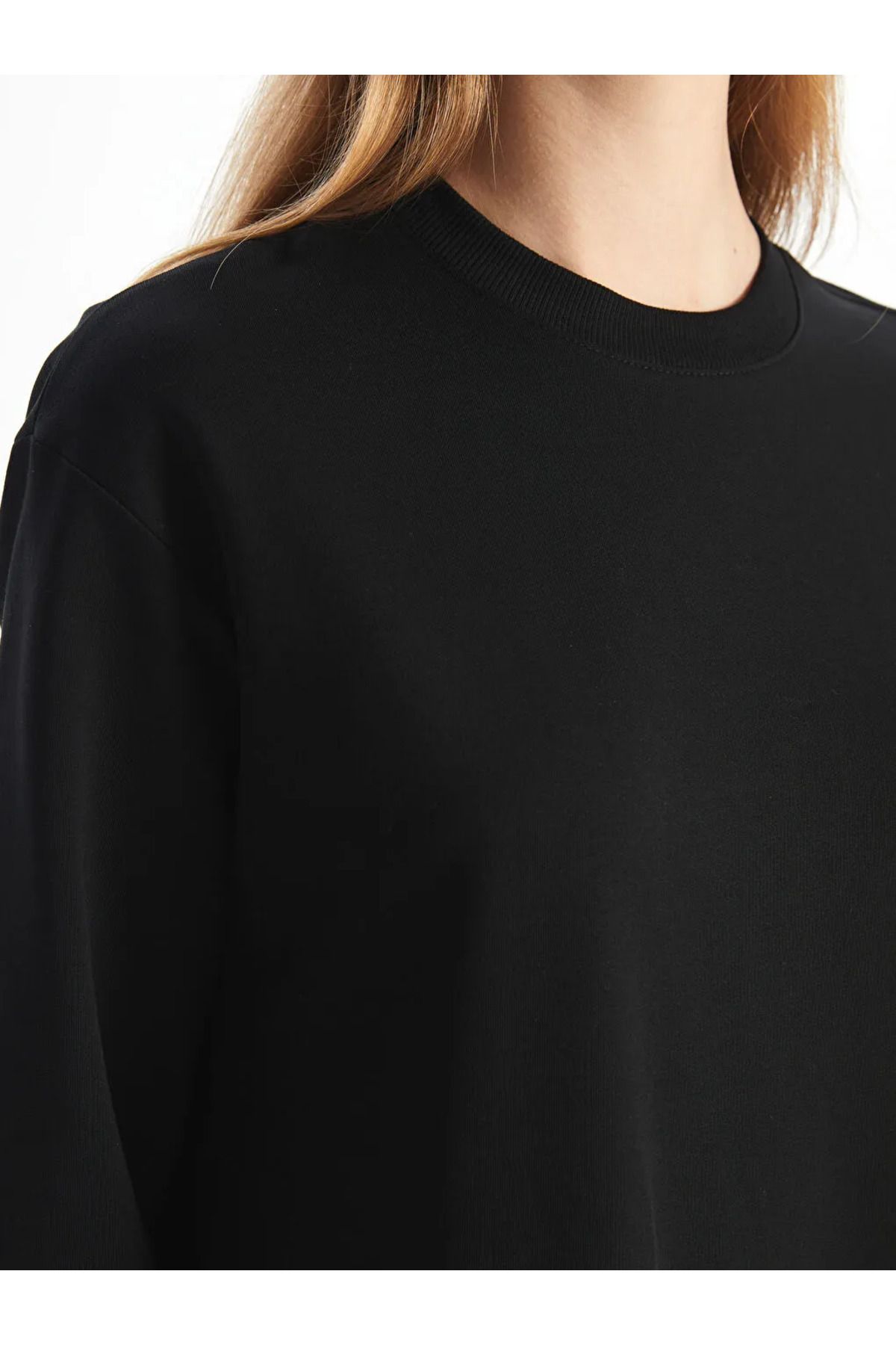 LCW Modest Bisiklet Yaka Duz Uzun Kollu Kad n Sweat Elbise