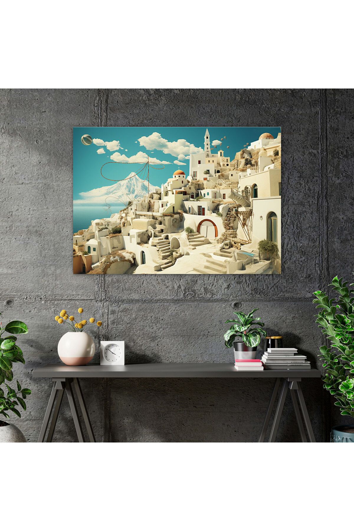 PaintedAnarchy-Santorini Wall Art - Surreal Collage, Canvas Print 3