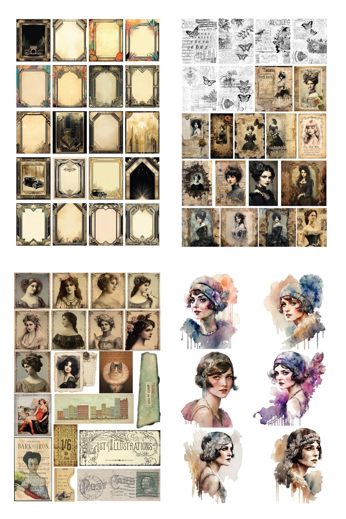 Postifull-60 Pieces Large Size Vintage Sticker Set - Notebook, Label Book and Journal 2