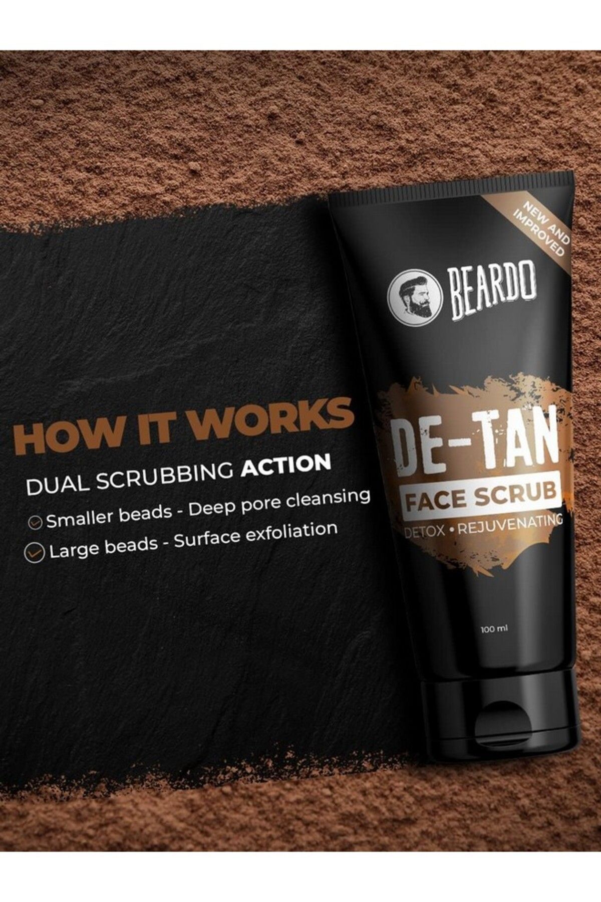 BEARDO-DeTan Face Scrub for Men Improved Version (100 g) 5