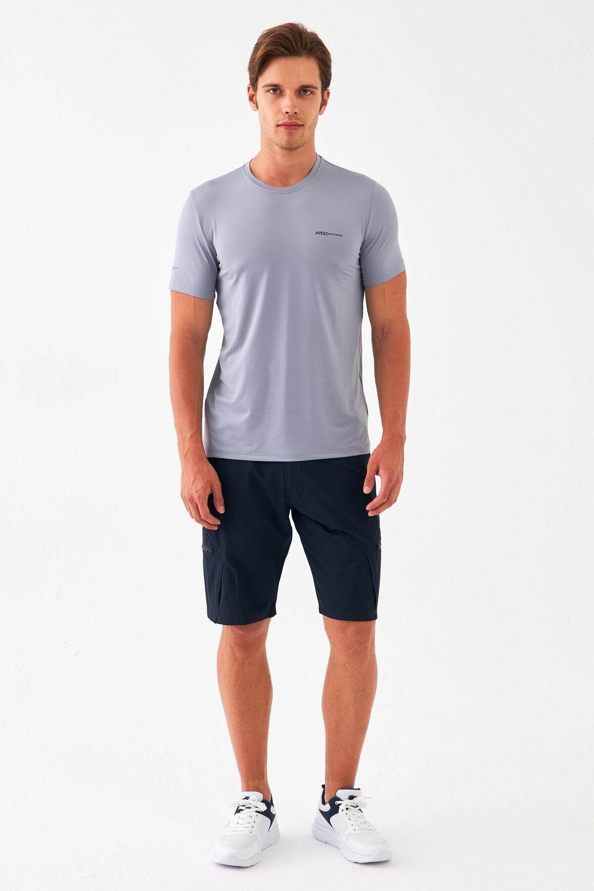 تی شرت ورزشی مردانه پیراهن SLIMFIT T0087 TRETHING MINI GACQUARD FARTHING COLLAR GRY Escetic
