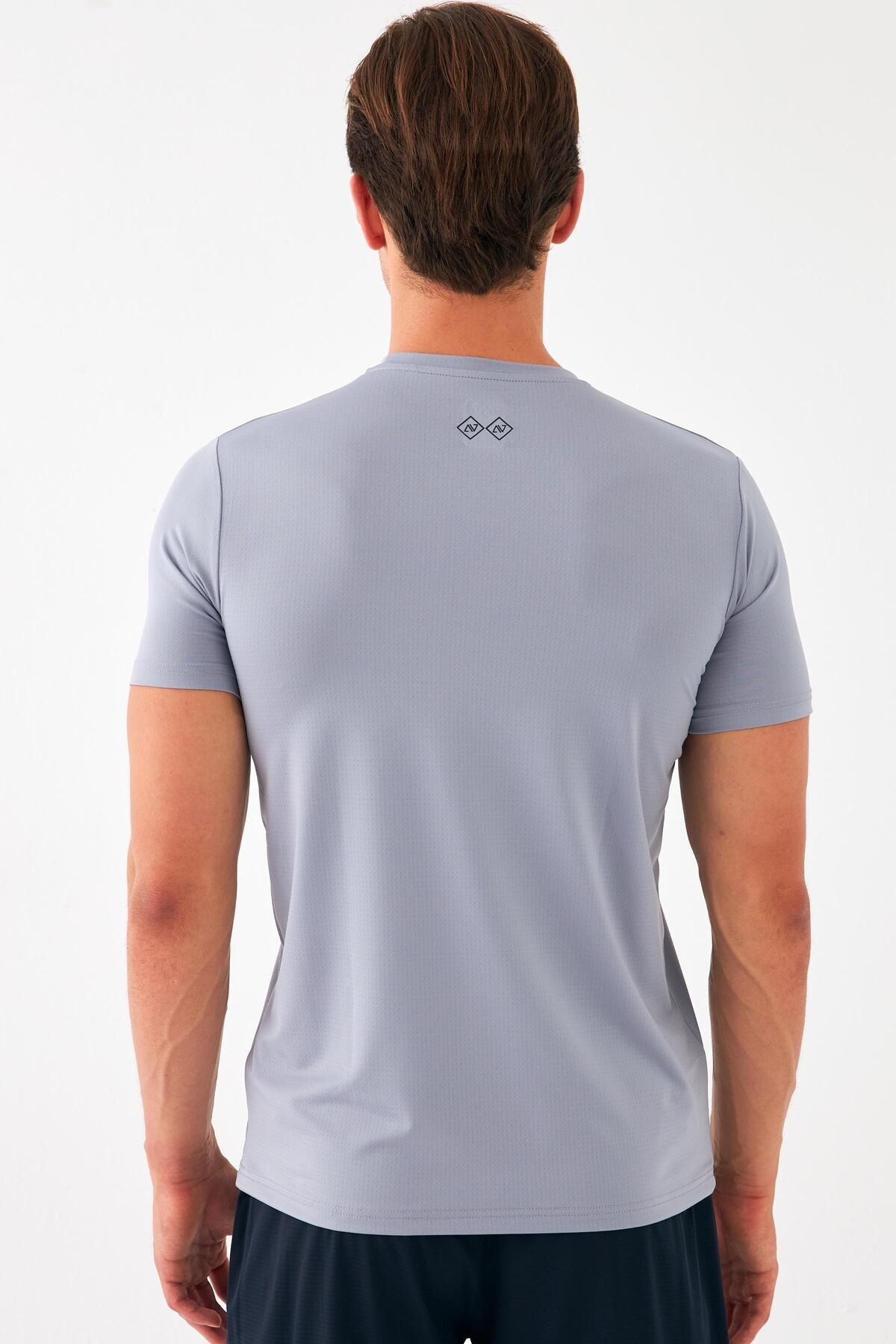 تی شرت ورزشی مردانه پیراهن SLIMFIT T0087 TRETHING MINI GACQUARD FARTHING COLLAR GRY Escetic