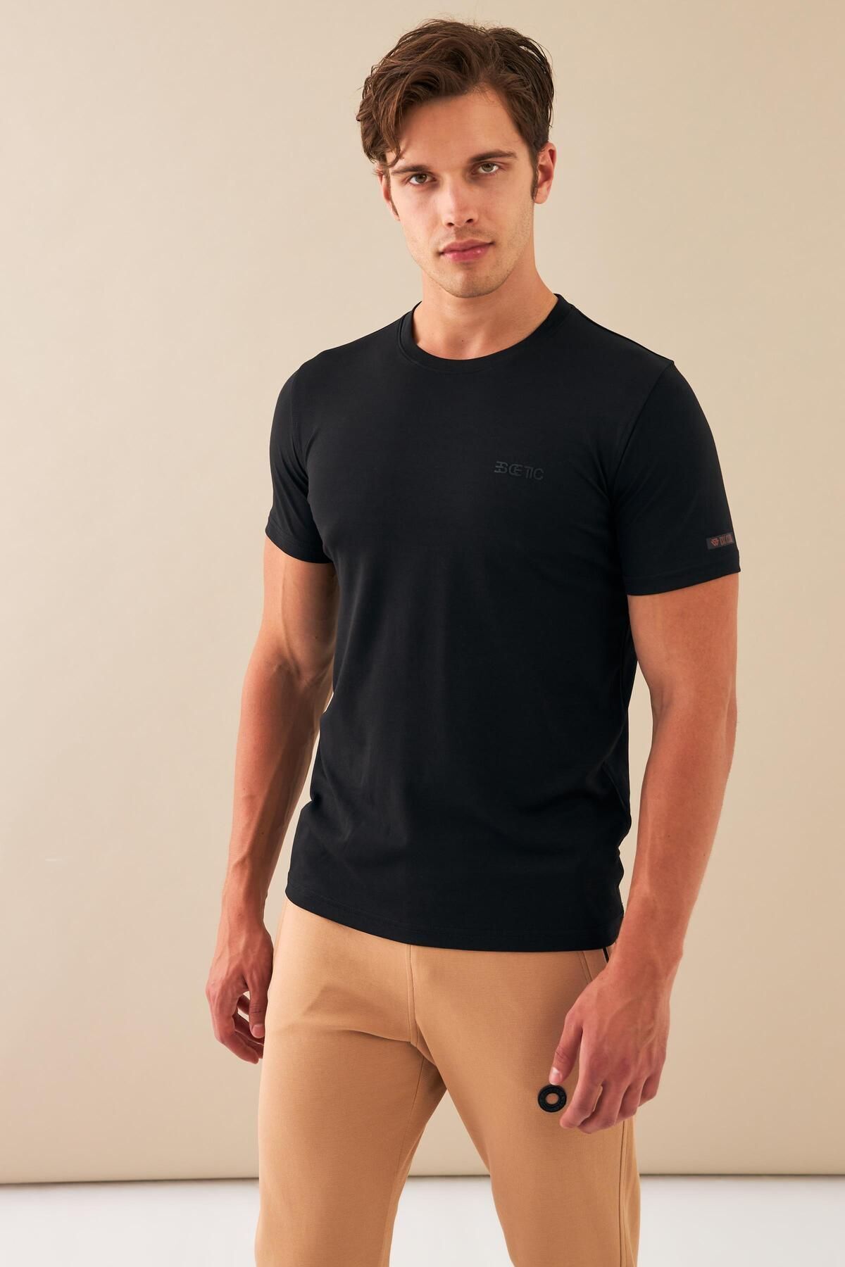 تی شرت ورزشی مردانه پیراهن پنبه ای MERCERIZED پارچه SLIMFIT T0095 Escetic