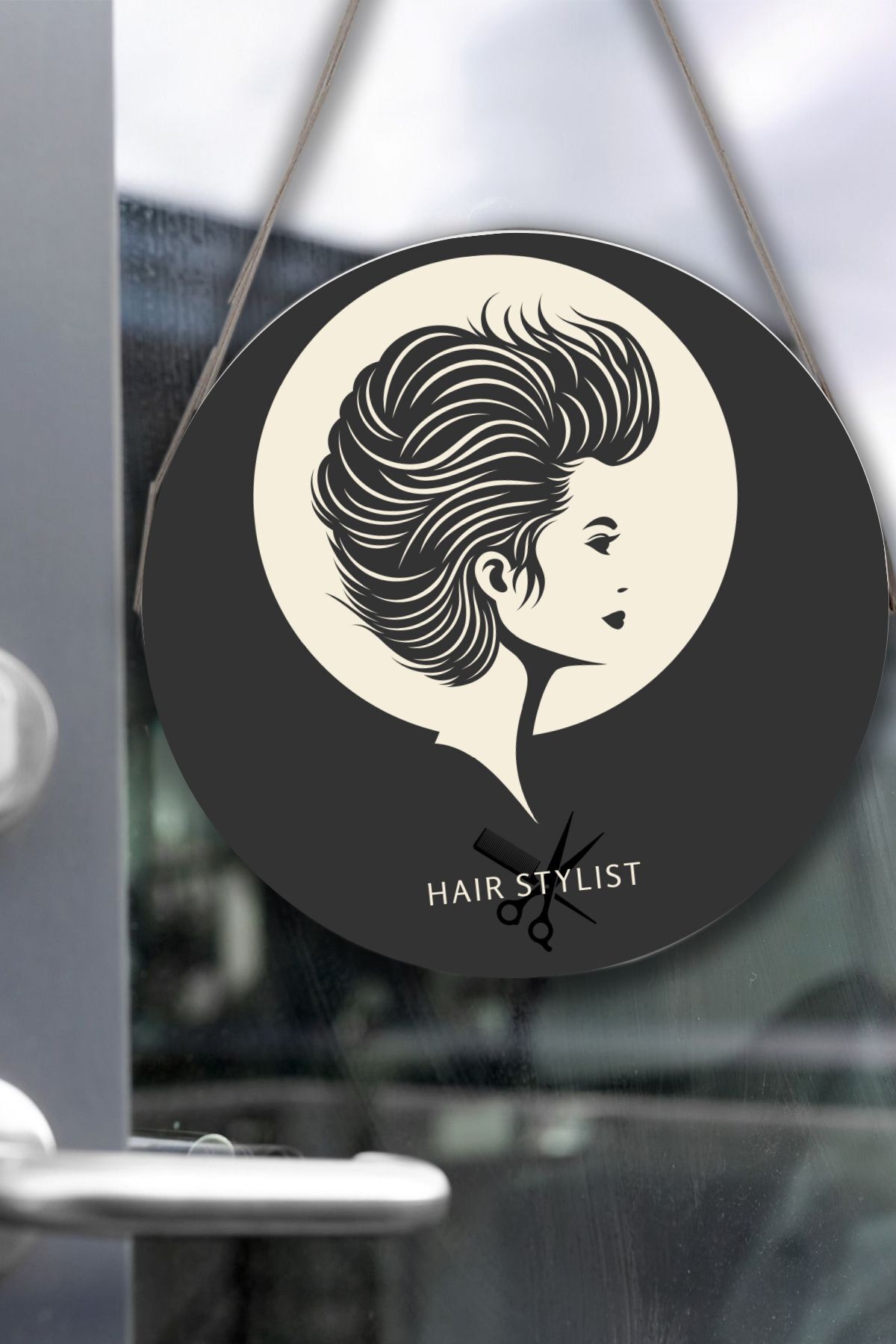 Beauty Salon Glass Door Board Welcome Sign, Women's Hairdresser Shop Ornament, Hanging Glass Door Table