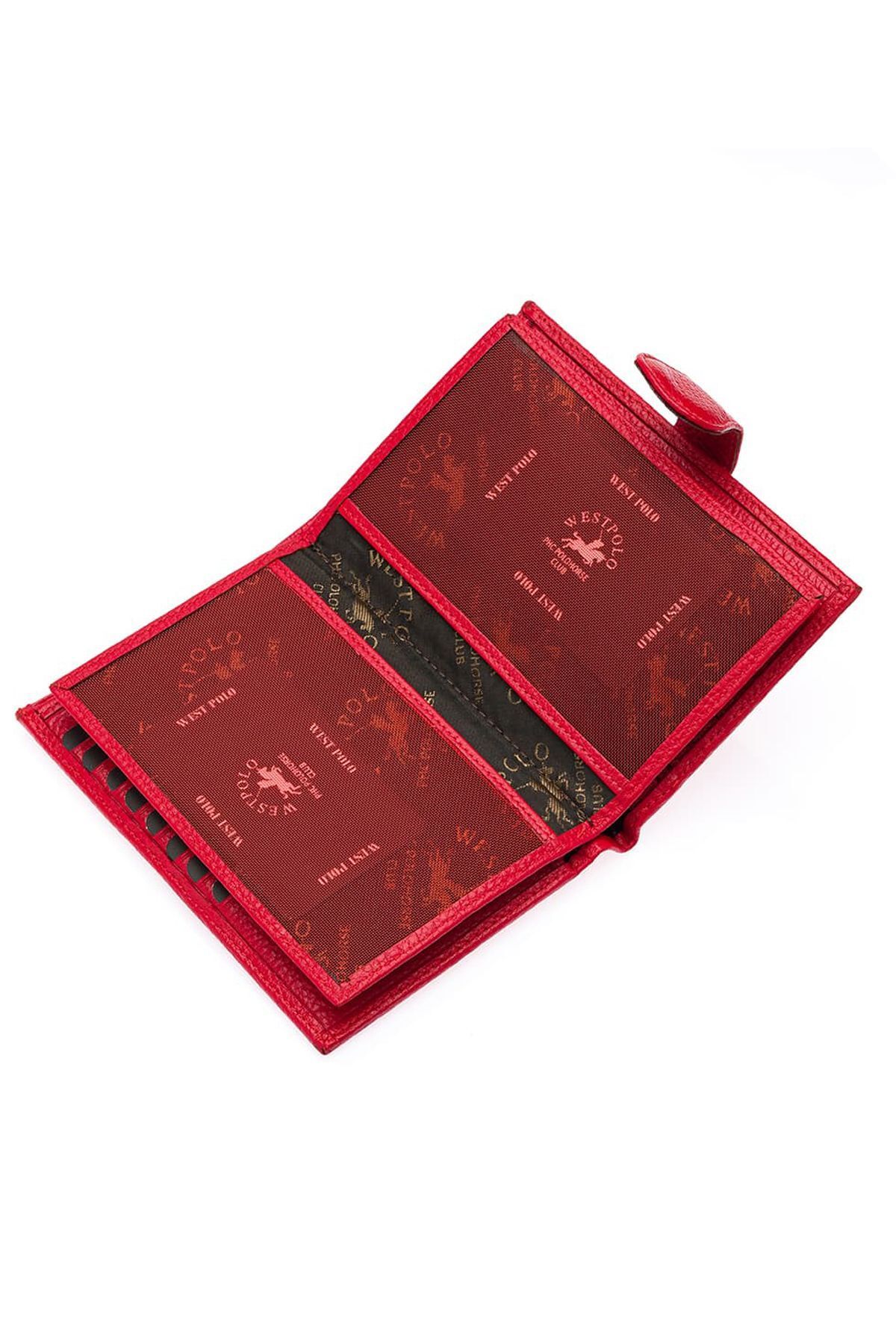 کیف پول مردانه و زنانه قسمت گذرنامه چرمی واقعی WEST POLO RED با CüzCan