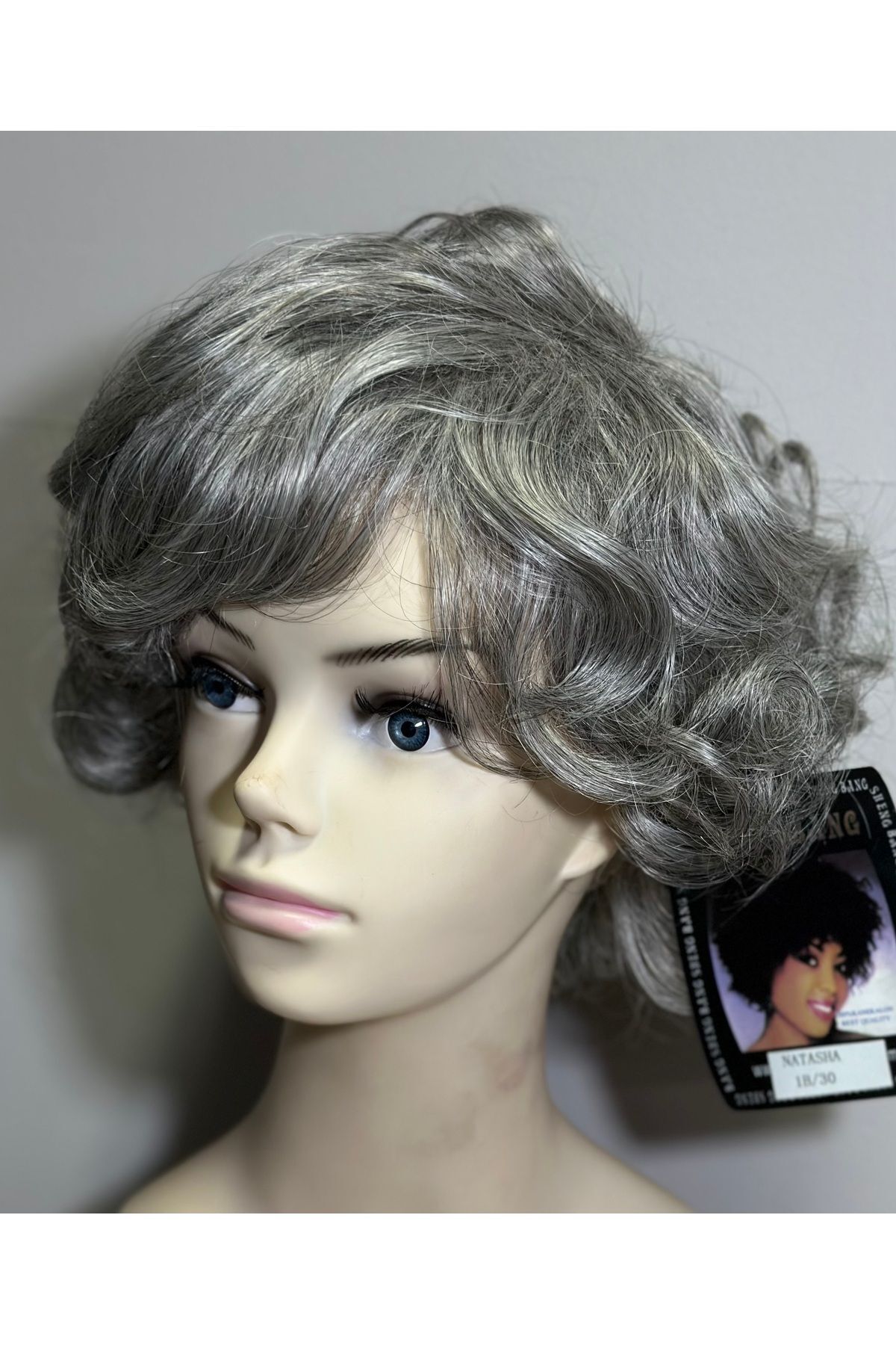 papatya peruk Beyaz Kırçıllı Kısa Peruk 8-12 Cm Föne Uygun