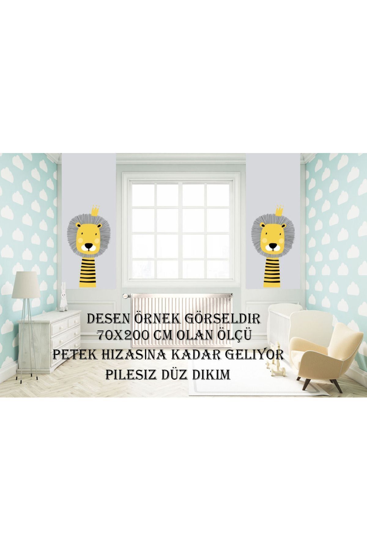 CİCİ ODAM 1 Kanat Hello Kitty Çocuk Bebek Odası Perdesi Fon Perde fotoğrafı 2 (önizleme)
