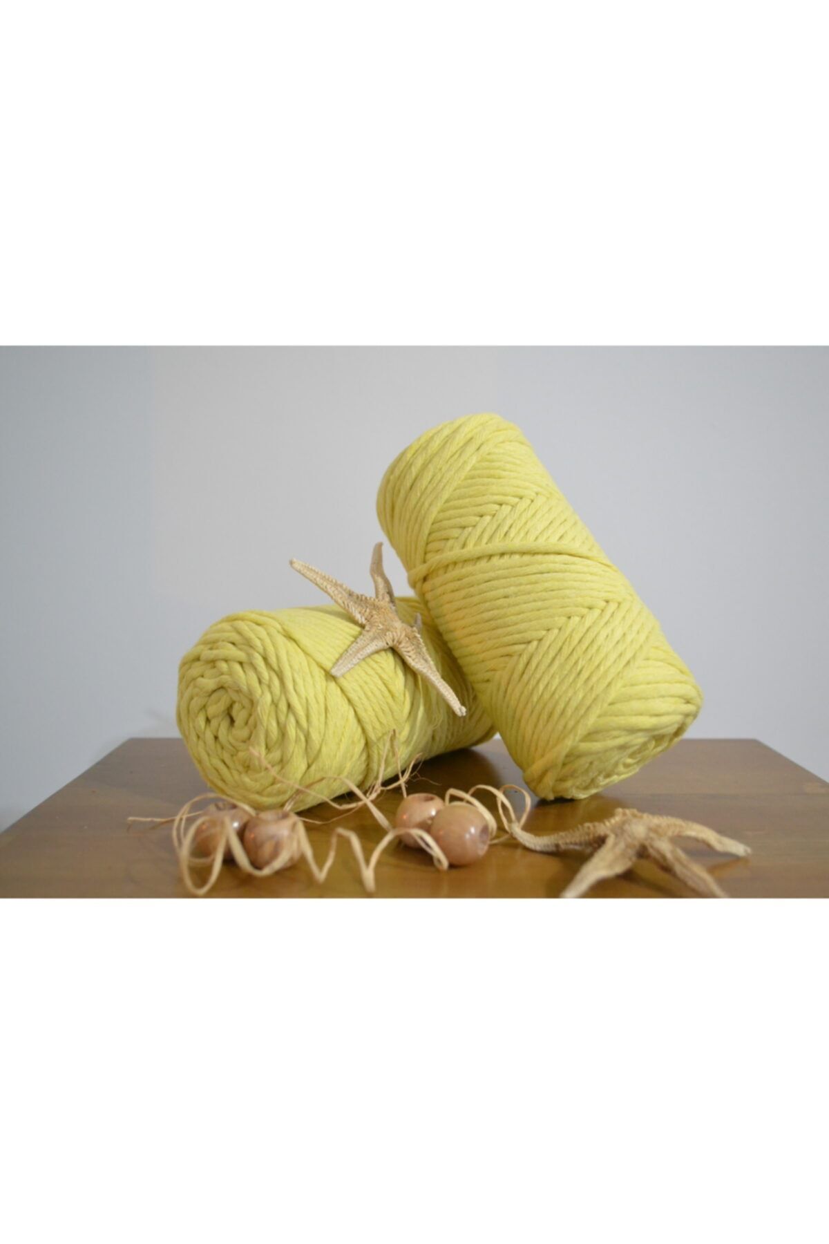CAN DENİZ ART-3mm Light Yellow Single Twist Scannable Macrame Thread 250gr 2