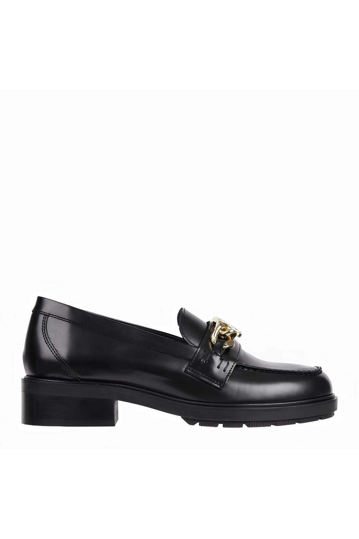 Tommy Hilfiger Czarne Skórzane Łańcuszki Damskie Mokasyny - Th Leather Chain Black Women Fw0fw07517bds Kobieta - 38