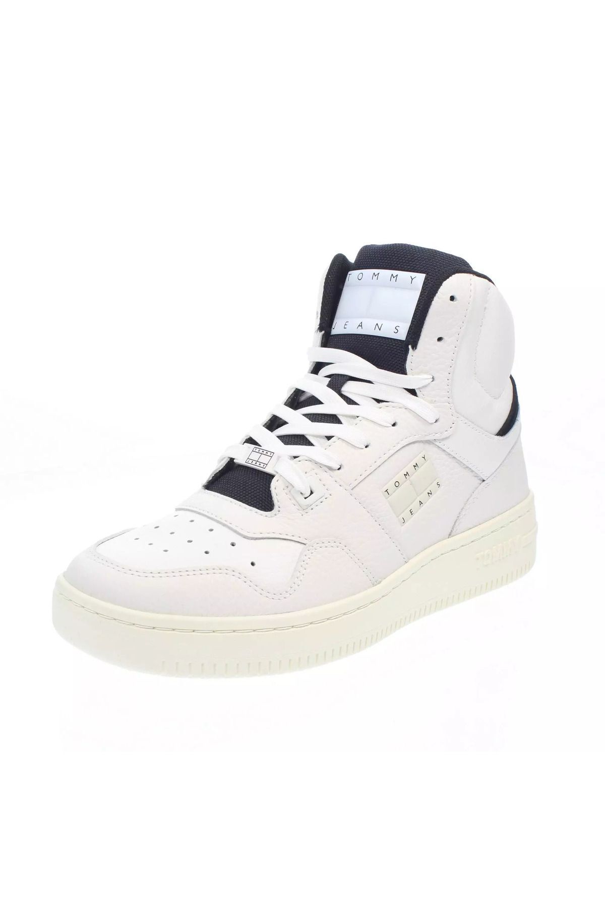 اسنیکر مردانه کفش چرمی سفید چرم میانه EM0EM01258 YBL Tommy Hilfiger