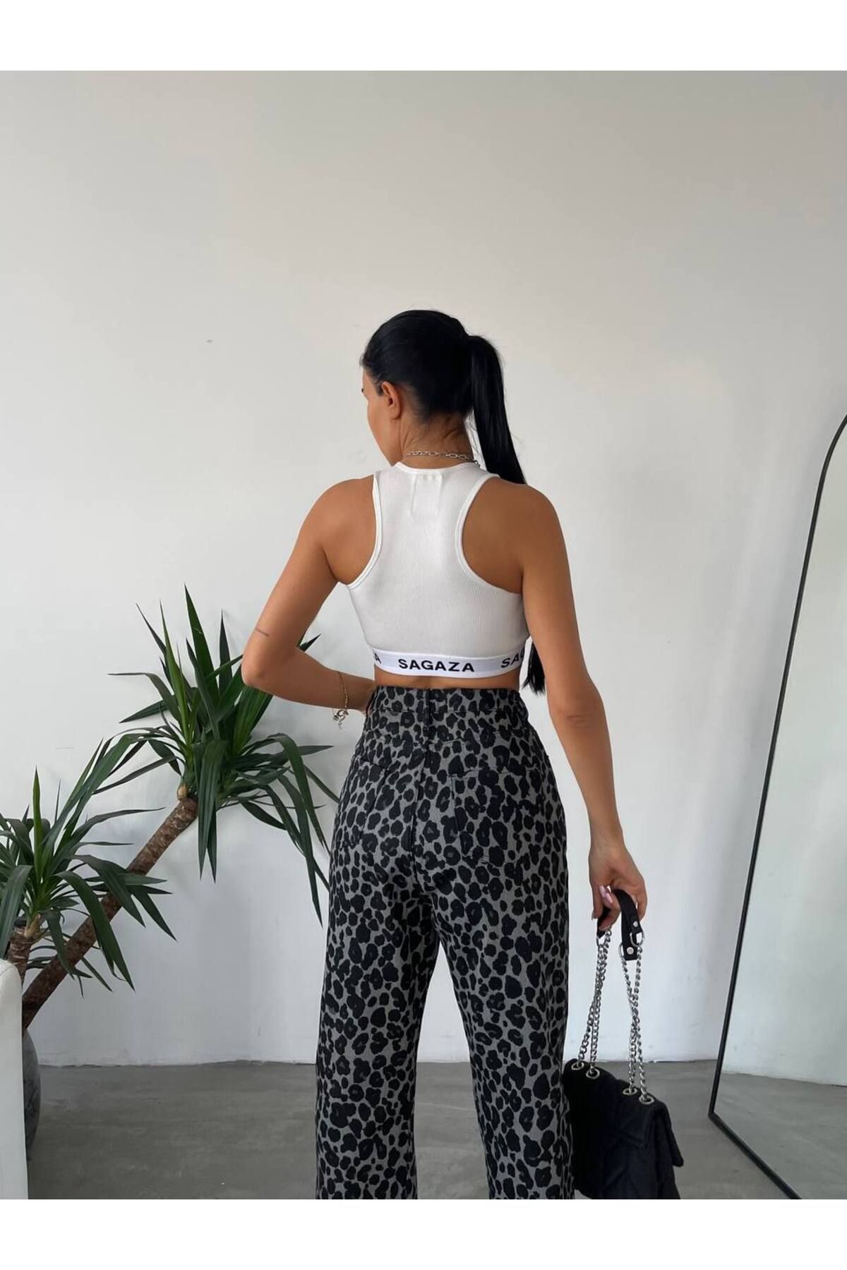 Bak'ap-Leopard Patterned Plaszo Jean Trousers 5