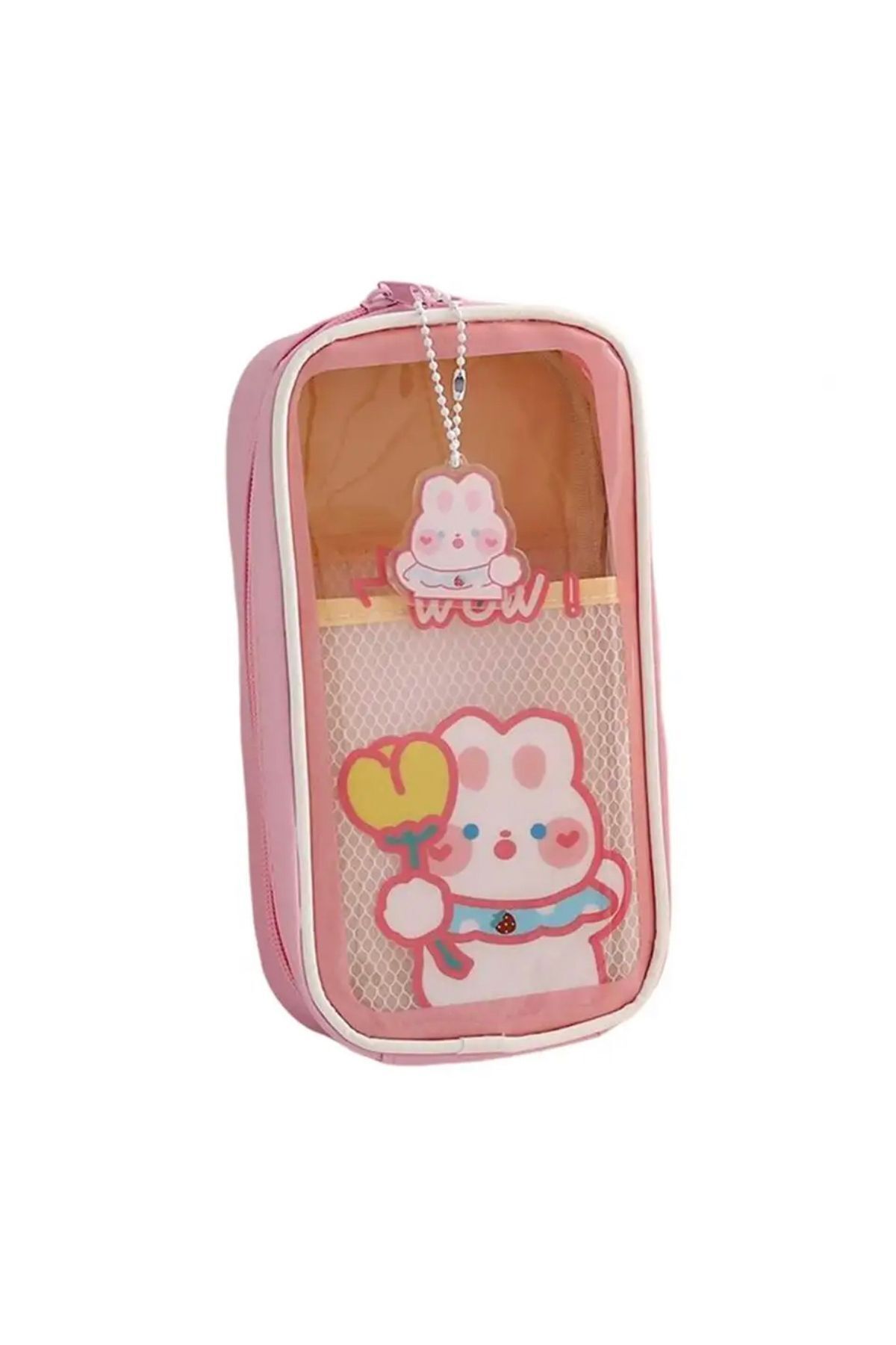 synshop-Kawaii Korean Japanese Stationery Teddy Bear Leather Pencil Case Makeup Bag School Handbag Large Pen Holder 6