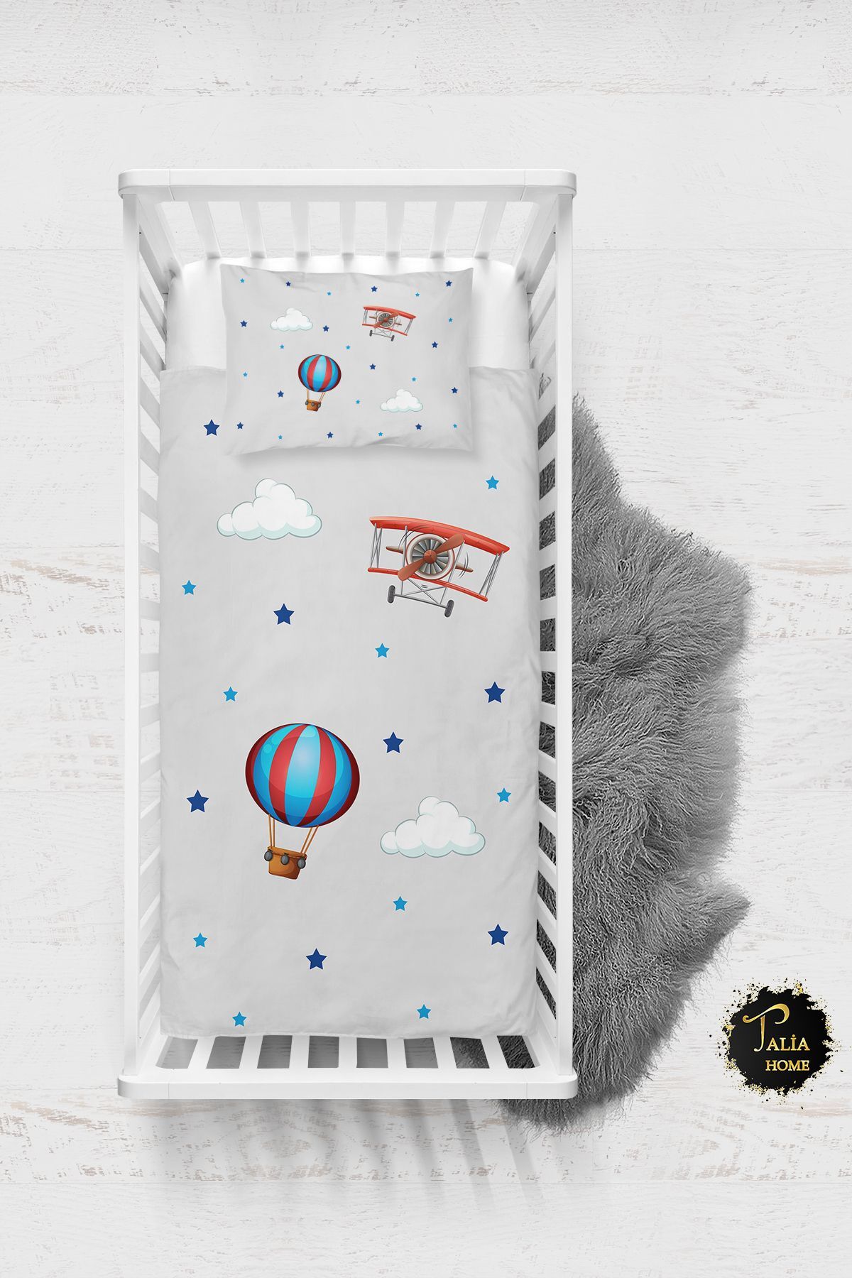 Airplane Patterned Baby Duvet Cover Set with Bed SheetTLABN-008