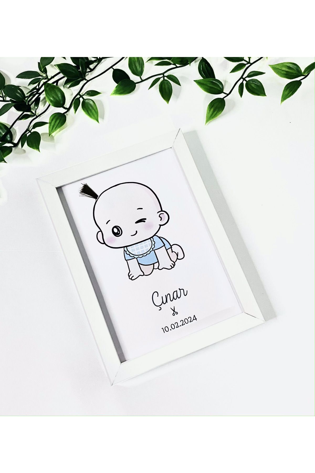 Zift Store İlk Saçım Çerçeveli Bebek Anı Kartı İle Bebeğimin İlk Saç Hatırası (KİŞİYE ÖZEL İSİM VE TARİH) fotoğrafı 4 (önizleme)