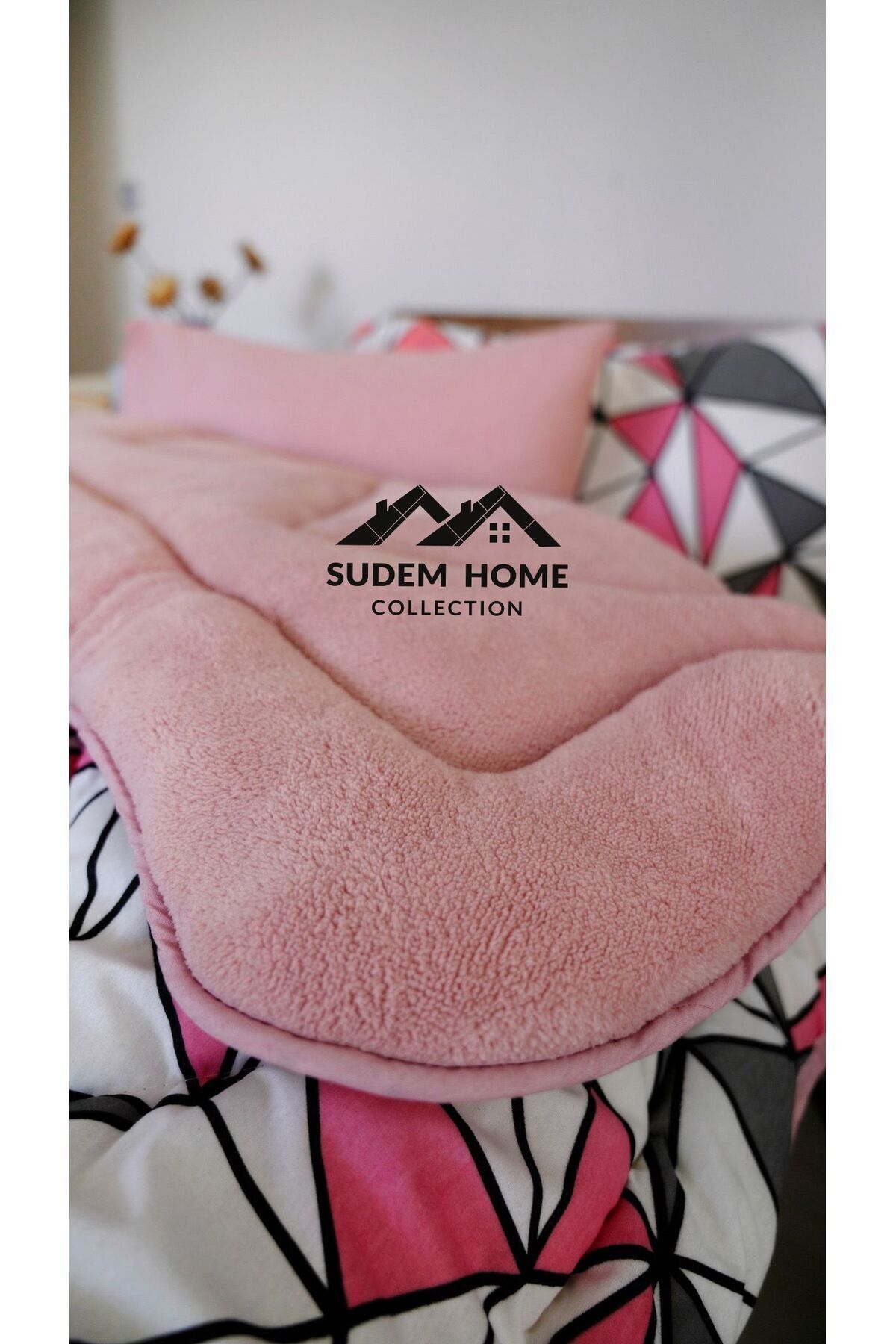 Sudemhome-غطاء لحاف وغطاء وسادة من القطيفة على الوجهين - ناعم من الصوف الرقيق 3