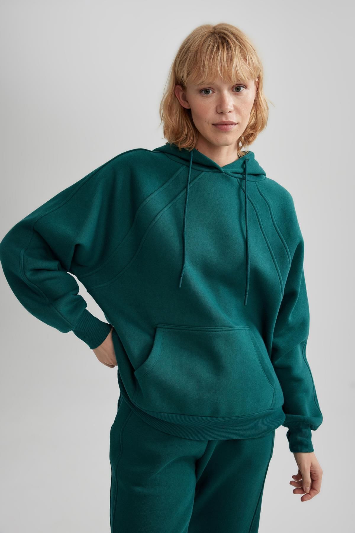 DeFacto-Fit Oversize Fit Χοντρό αθλητικό φούτερ με κουκούλα B0415ax23au 3