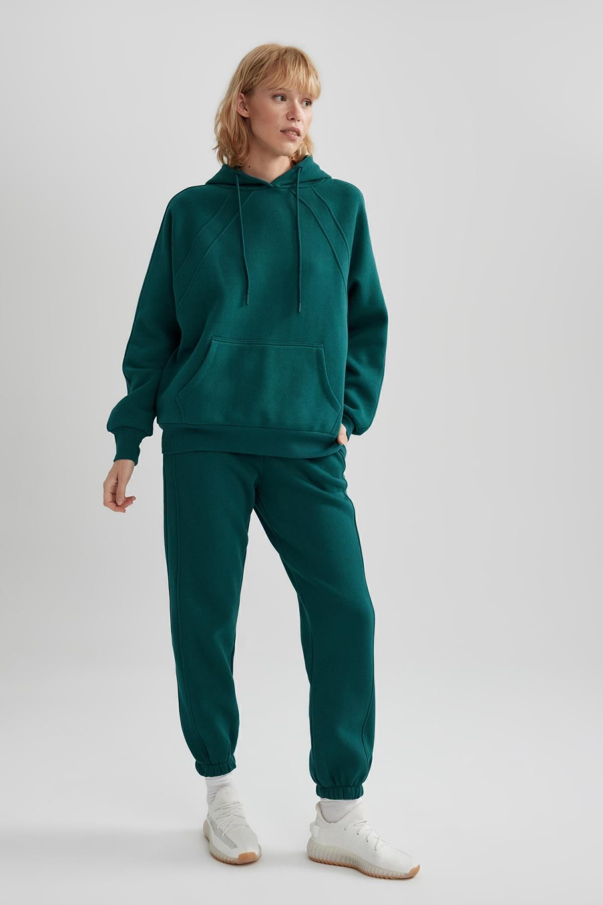 DeFacto-Fit Oversize Fit Χοντρό αθλητικό φούτερ με κουκούλα B0415ax23au 2