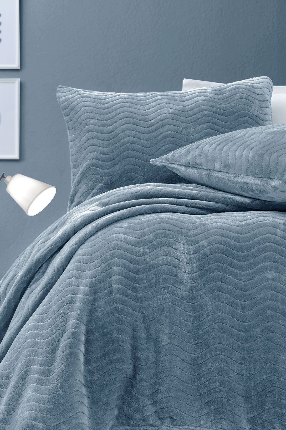 Yataş Dazel Çift Kişilik Battaniye Yatak Örtüsü Seti 240x225 Cm - Indigo 2