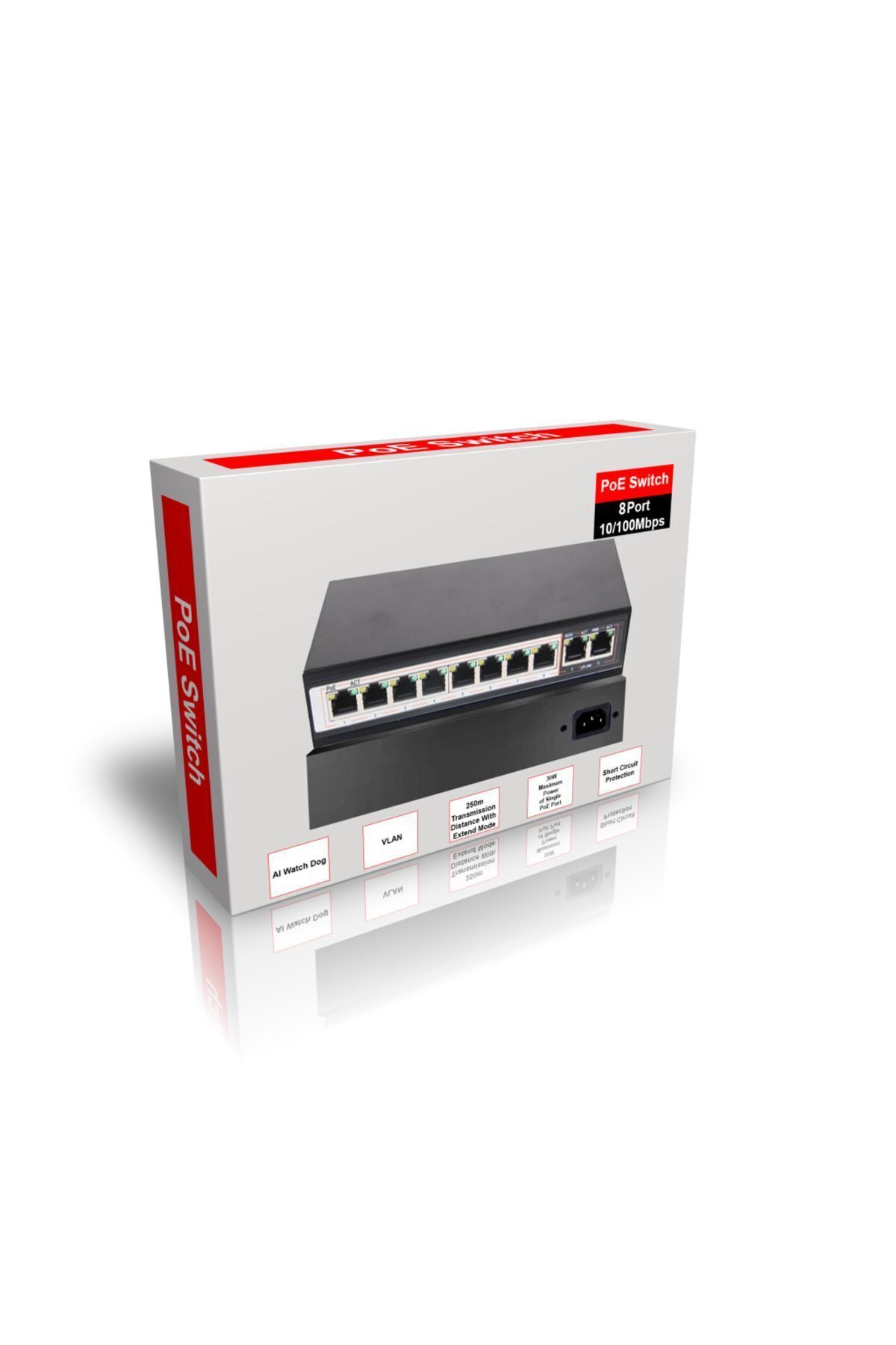 ANADOLU PARS Süper Hızlı Siyah 8+2 8 Port PoE Switch Güvenlik Kamerası ve IP Sistemlere Özel ZTE