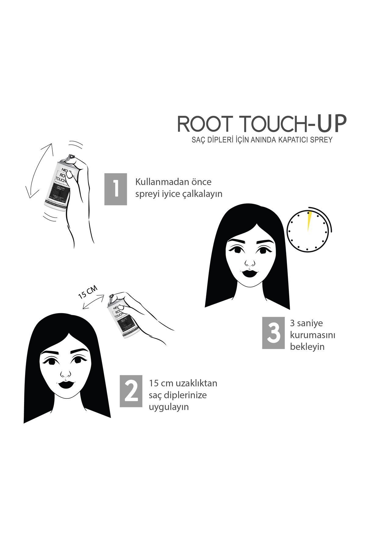 رنگ مو مشکی مردانه و زنانه Root Touch Up کانسیلر فوری برای پایین موهای سیاه 75 میل Root Touch-Up