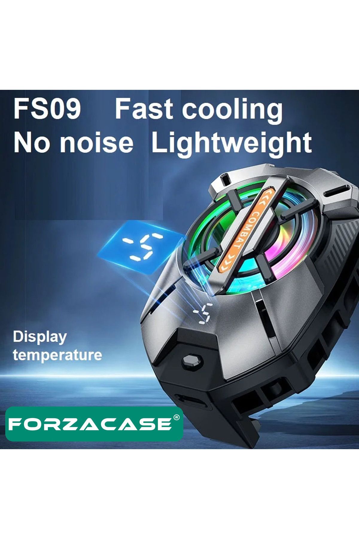 5000 RPM Uyumlu Kablolu Dijital Göstergeli Işıklı Cep Telefonu Soğutucu Isı Önleyici Fan - FC594 3