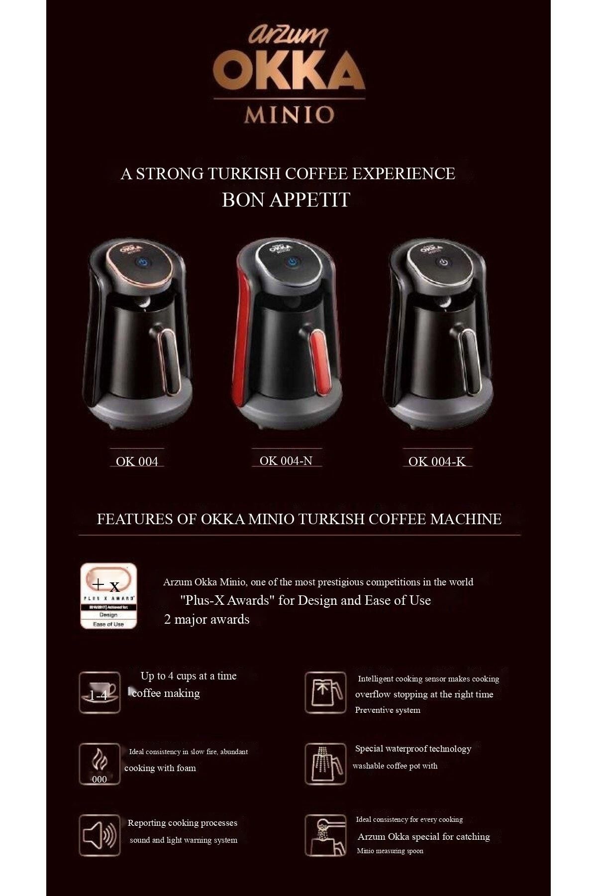 Arzum-Ok004-k okka minio turkish coffee machine chrome 4 cup capacity 3