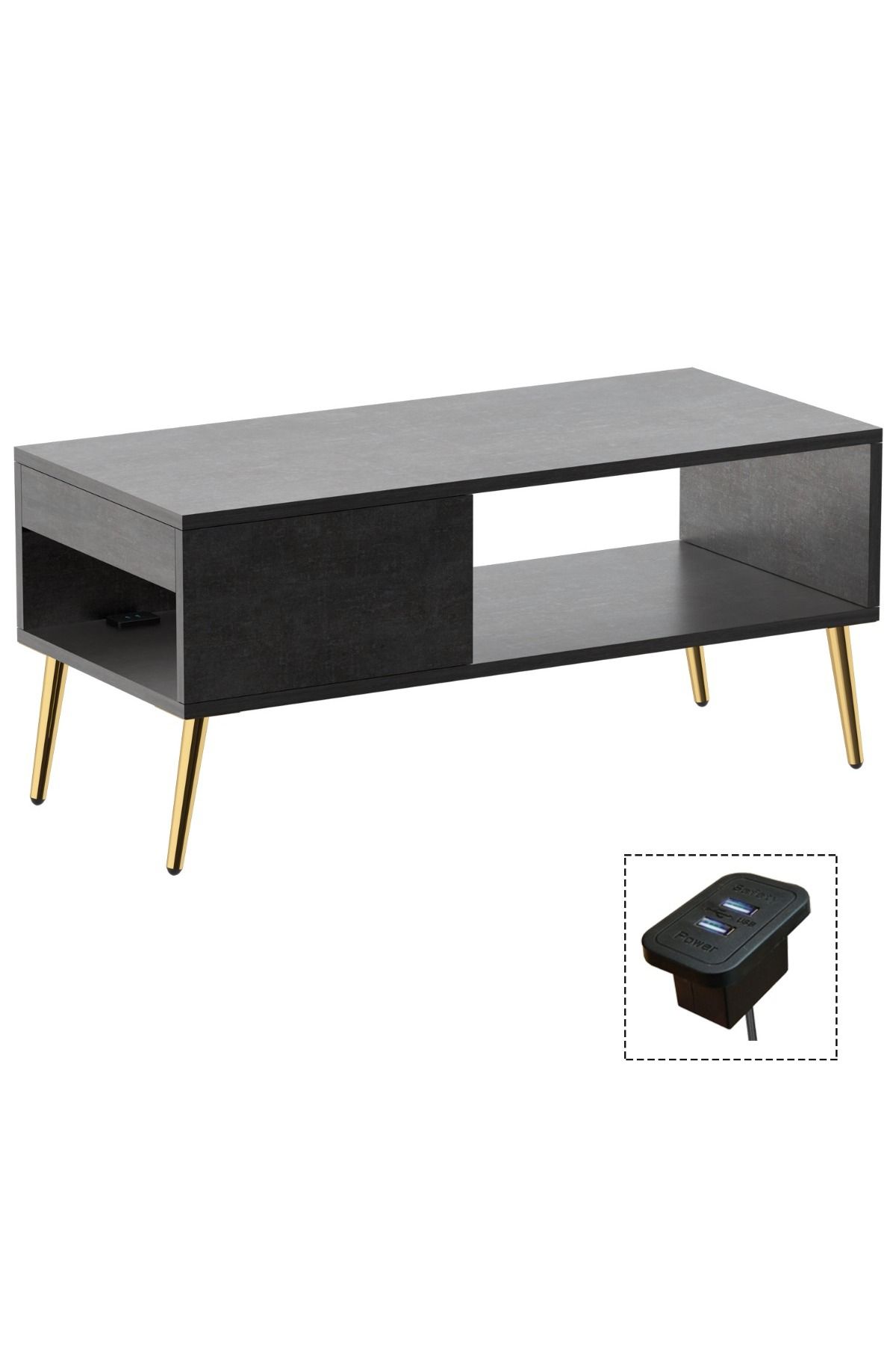 Mahmayi-Modern Coffee Table with USB Port & Storage - Sleek, Durable & Space-Saving Design 1