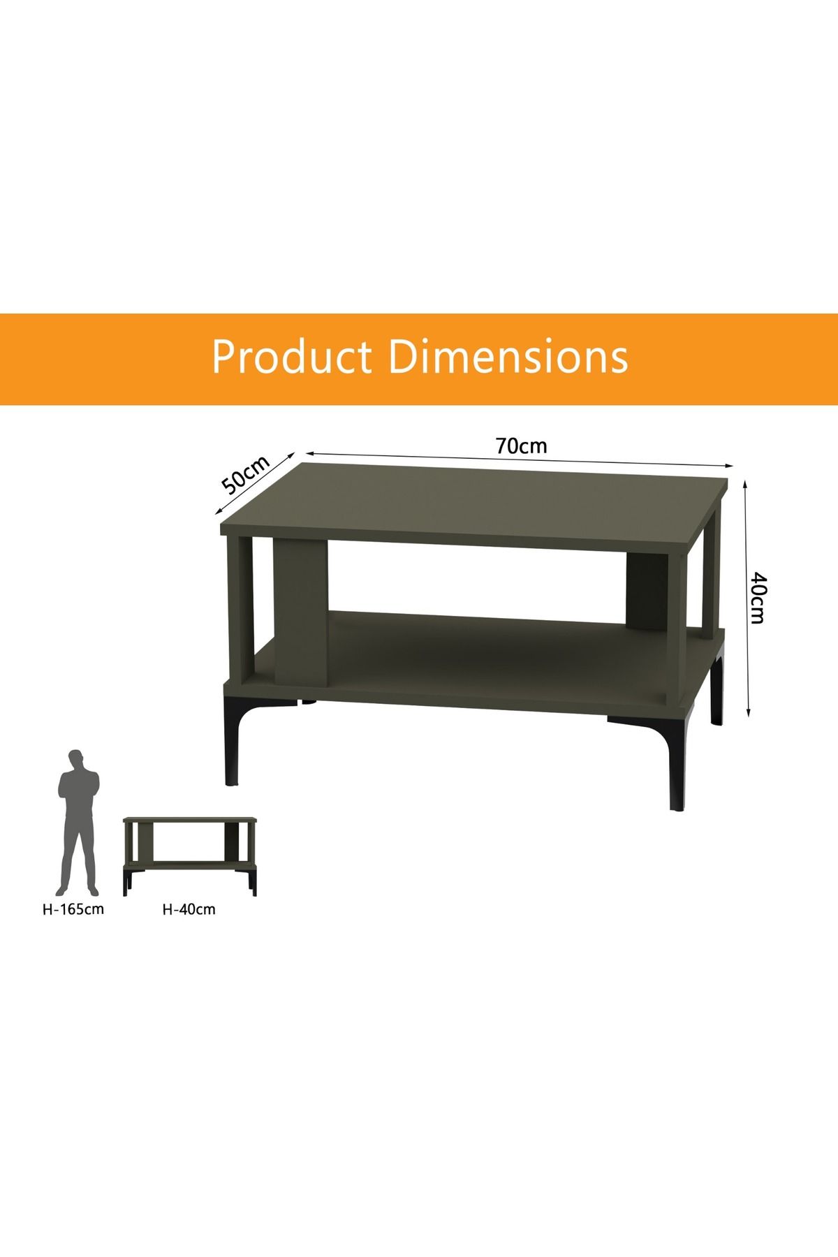 Mahmayi-Modern Coffee Table with Storage Shelf - Durable, Space-Saving, Easy Maintenance, Lava Grey 5