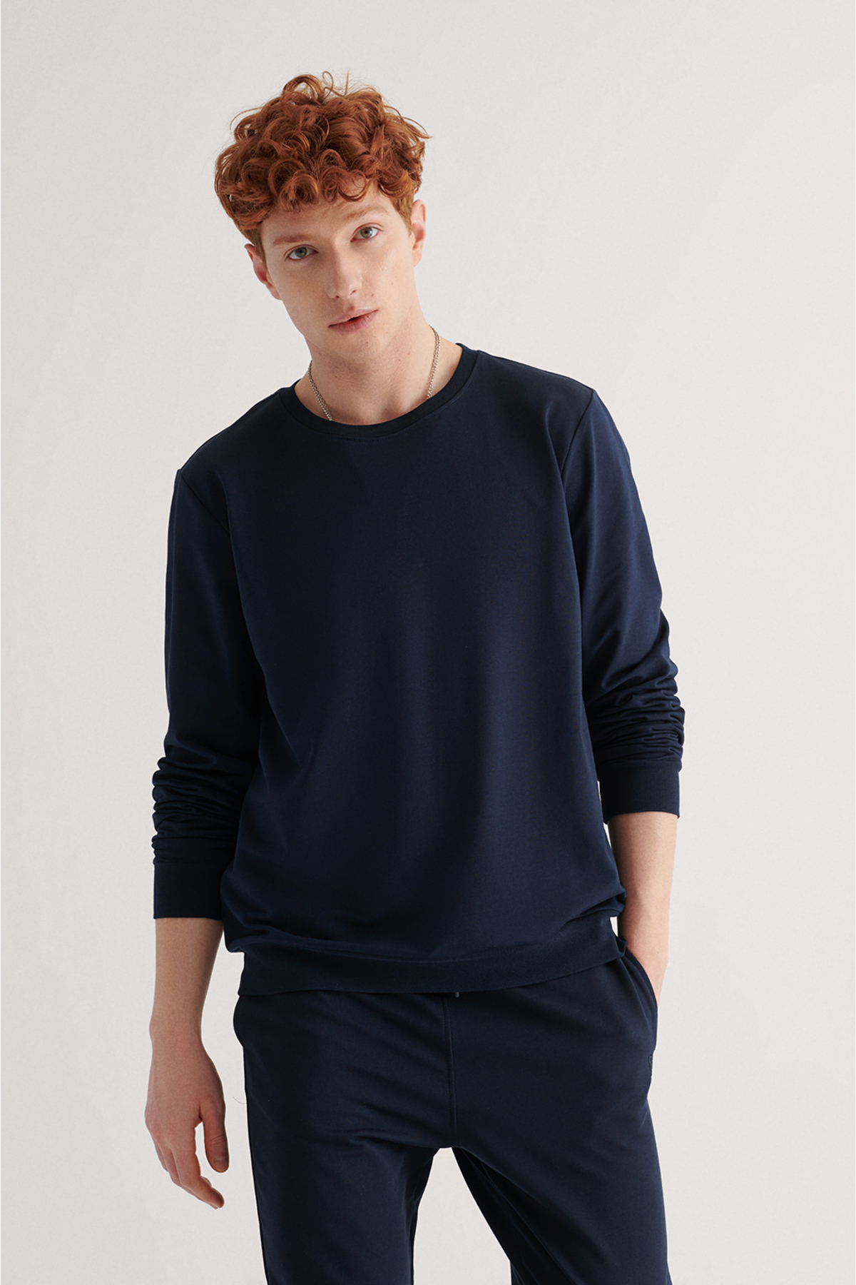 سویشرت مردانه آبی سرمه ای آوا | E001007 اورجینال - تصویر 5