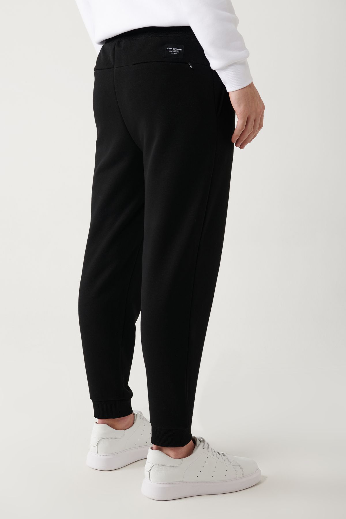 Erkek Siyah Jogger Eşofman Altı Beli Bağcıklı 3 Iplik Şardonsuz Paçası Lastikli Regular Fit A32y346