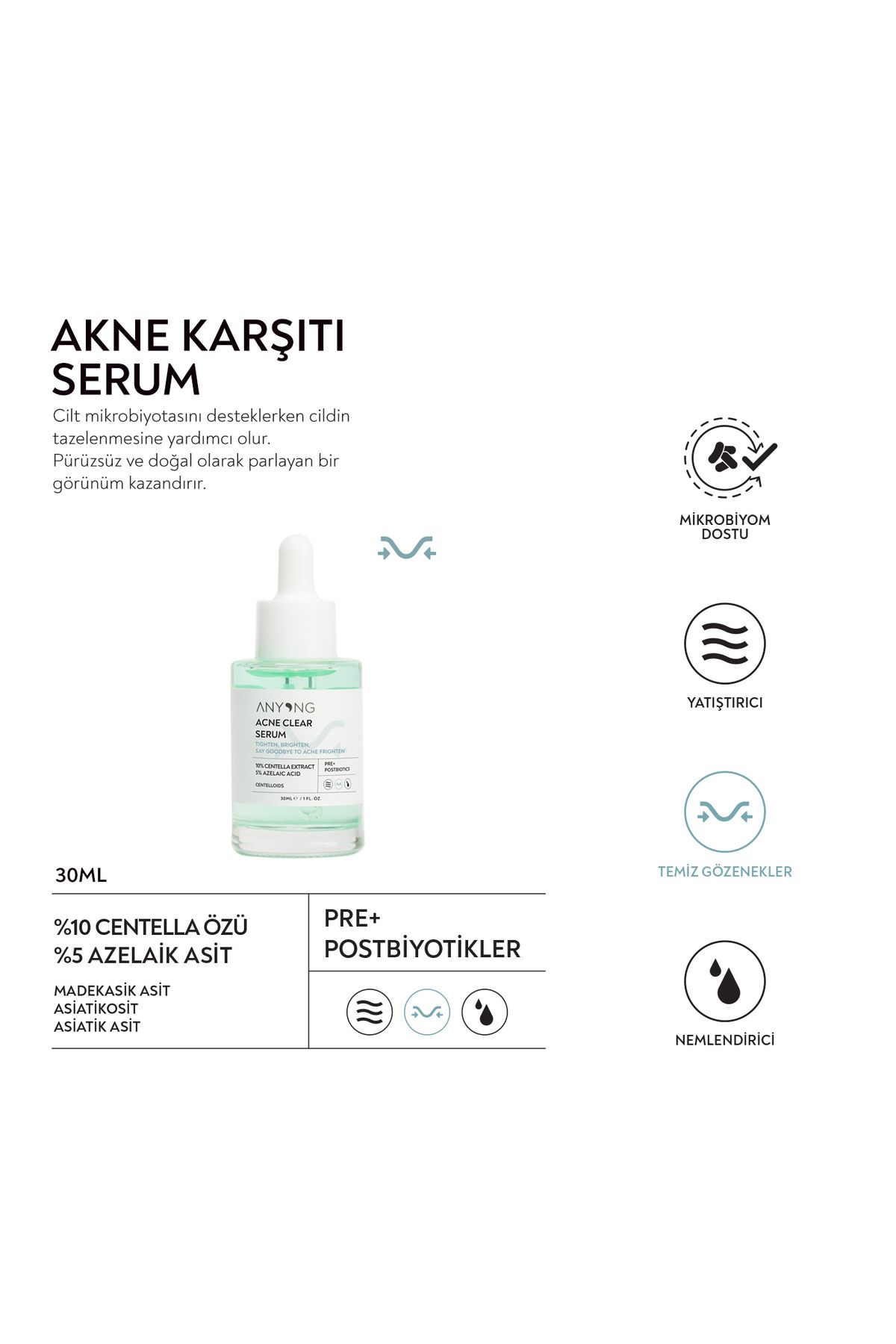 Anyong-30 ml Anti-acne - Soothing Azelaic Acid (5%), Centella Extract and Prebiotic) 2
